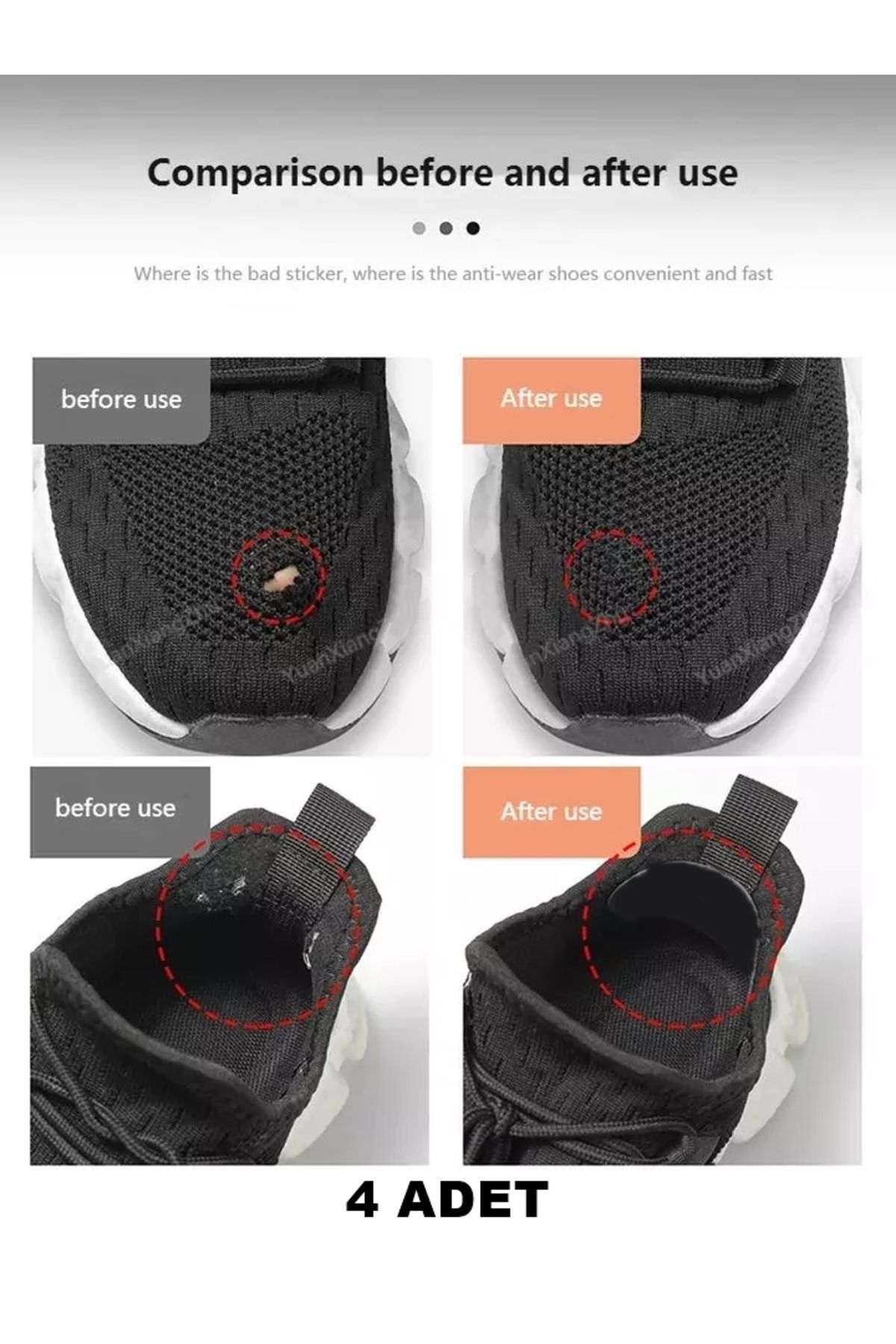 LOVYCO 4 Adet Yuvarlak Siyah Ayakkabı Yaması Spor Ayakkabı Tamir Delik Onarım Yaması Kendinden Yapışkanlı