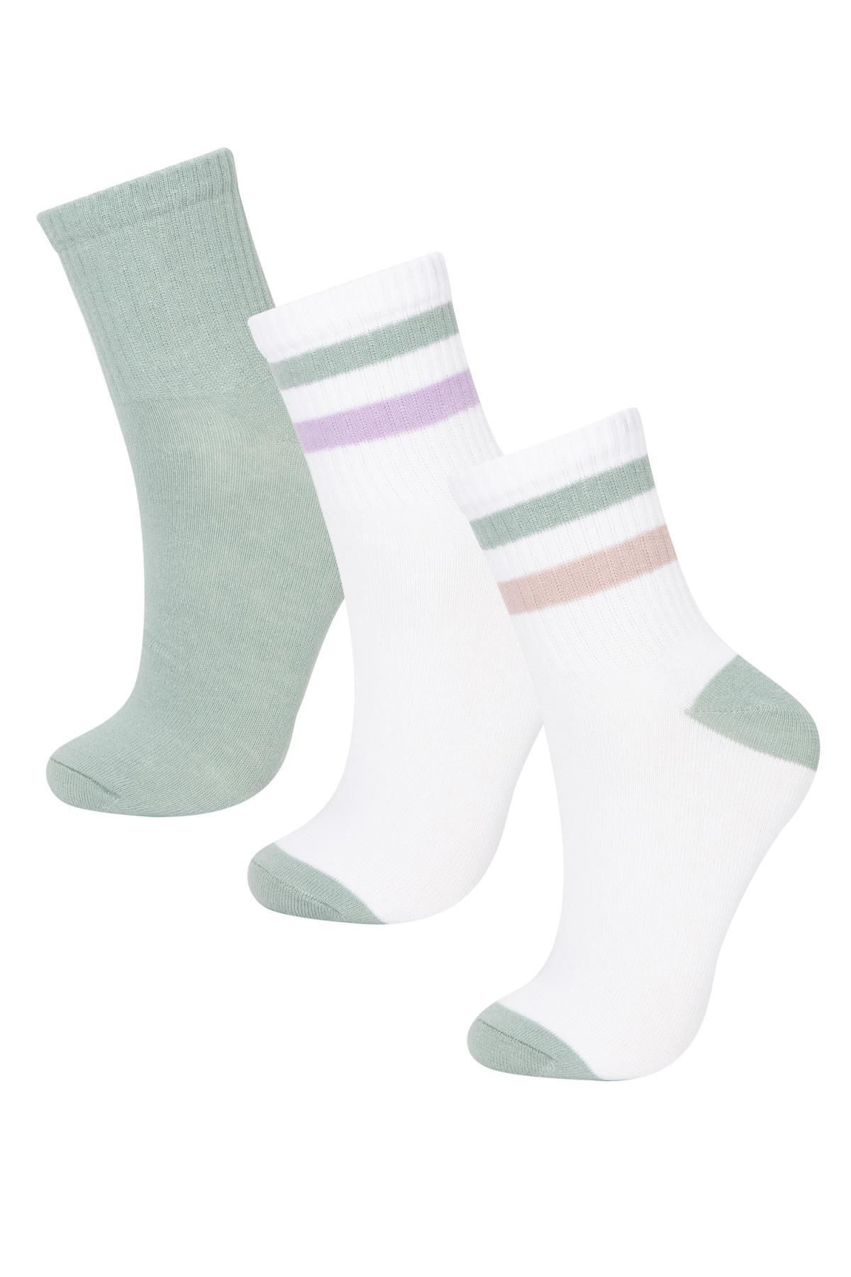 Defacto Kadın 3lü Pamuklu Soket Çorap C0674axns