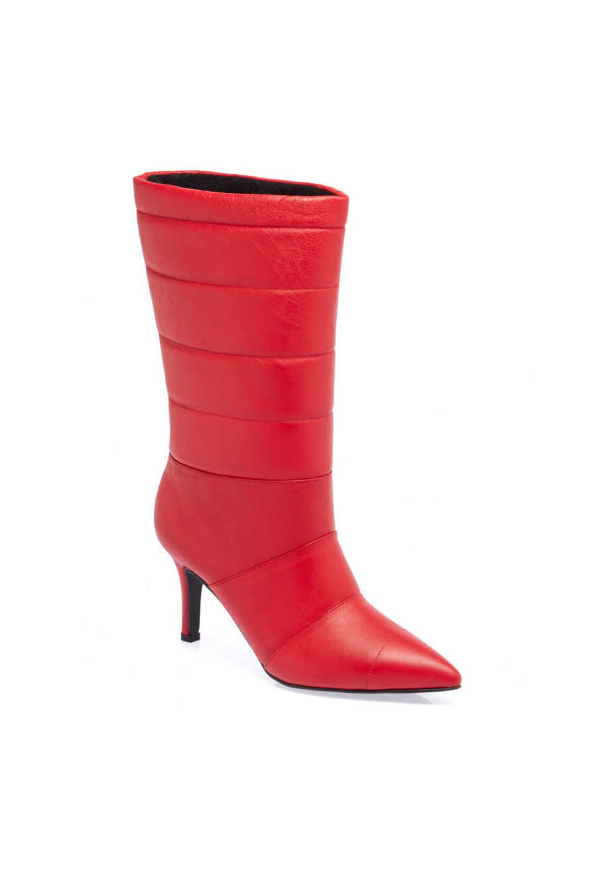 Tergan Kırmızı Deri Kadın Klasik Çizme - K22K1CM66314-A30