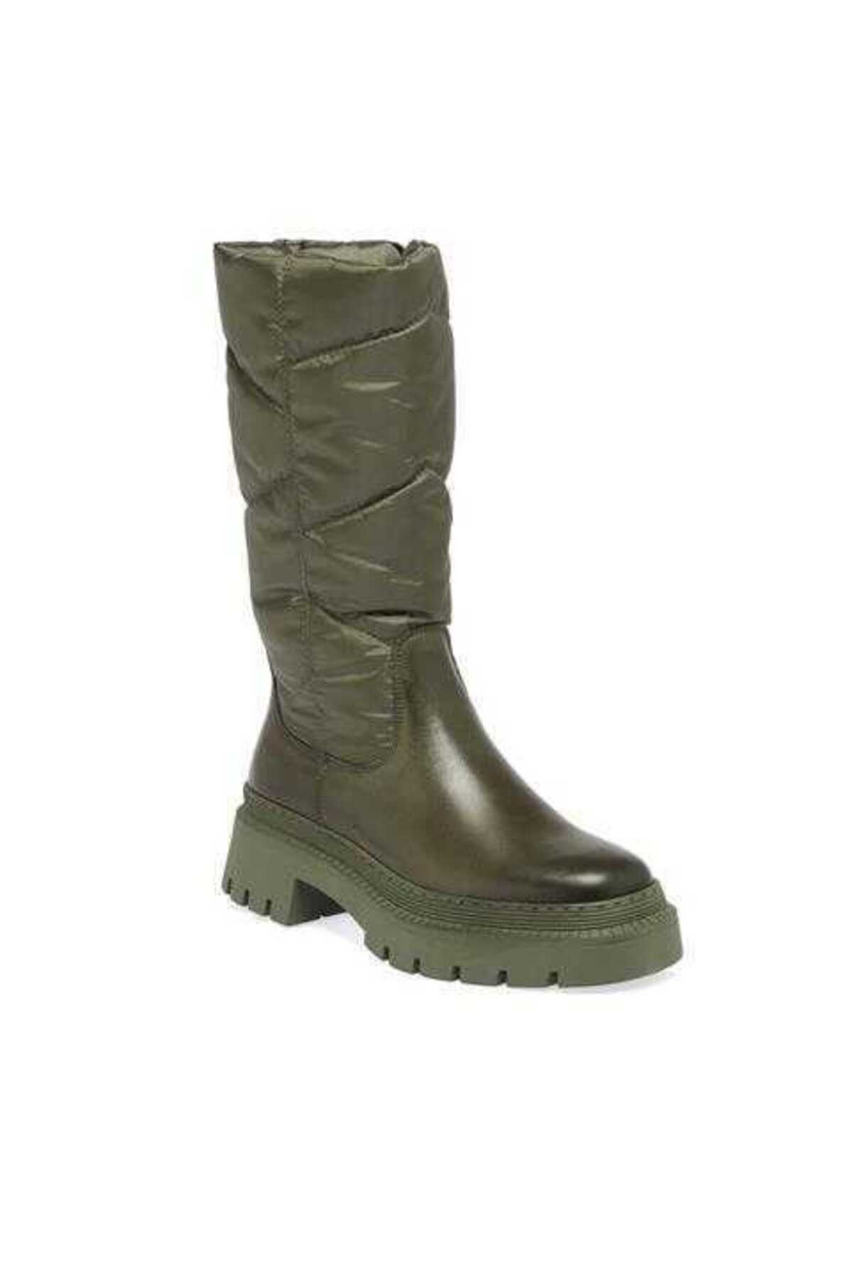 Tergan Yeşil Deri-Tekstil Kadın Casual Çizme - K23K1CM67025-T1V