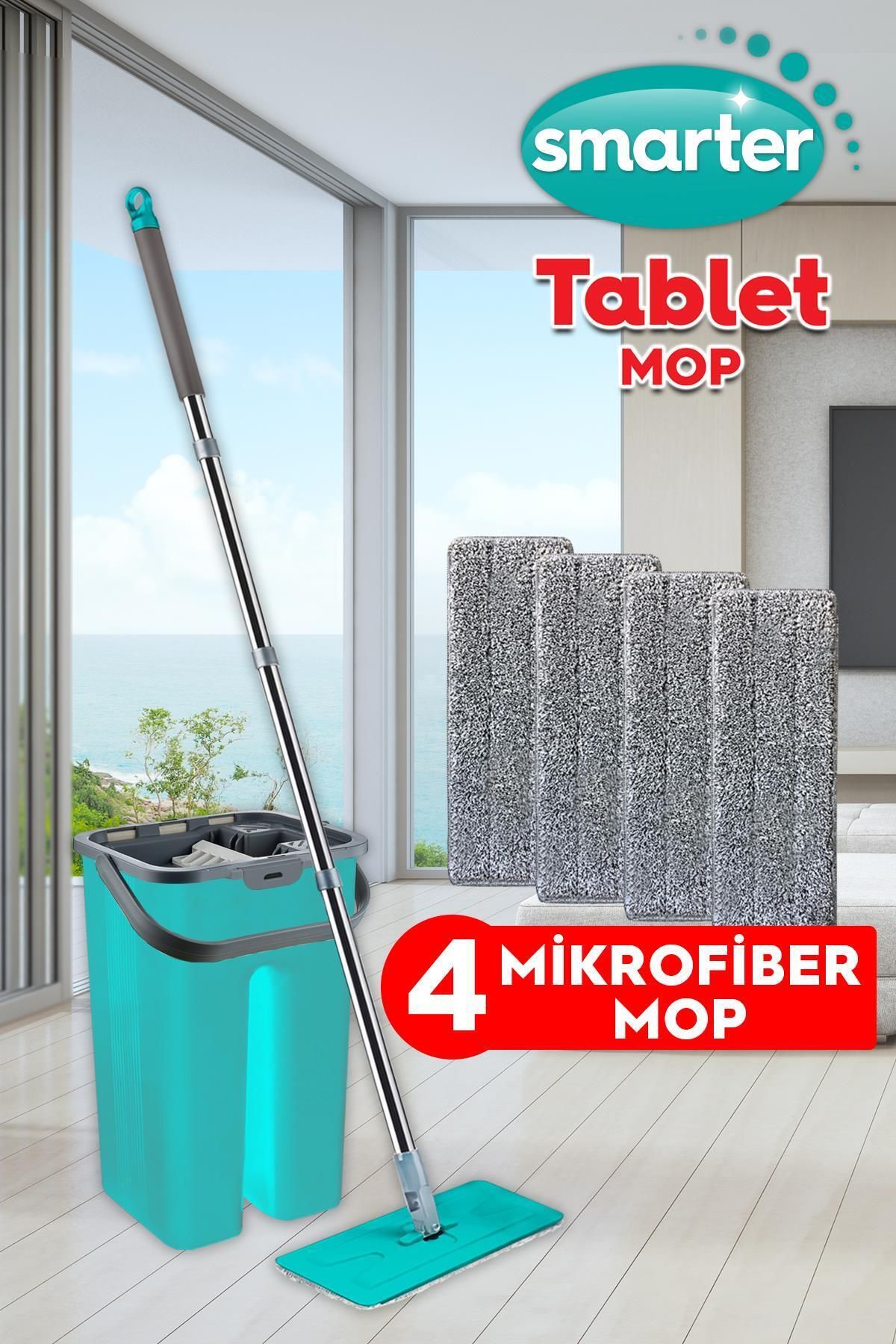 SMARTER Tablet Mop 4 Adet Mikrofiber Mop Paspas Temizlik Seti