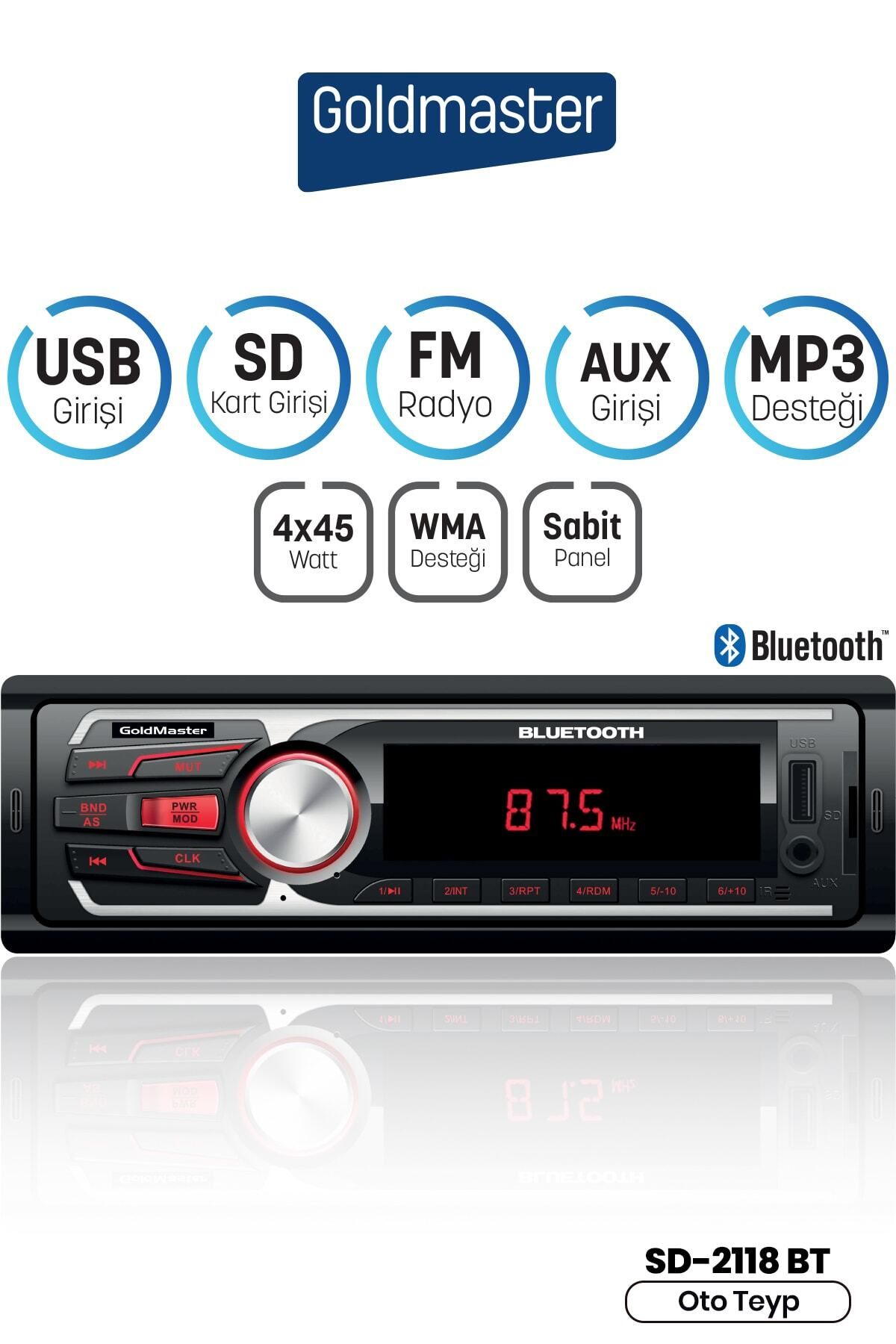 GoldMaster Bluetooth Usb Oto Radyo Sd-2118