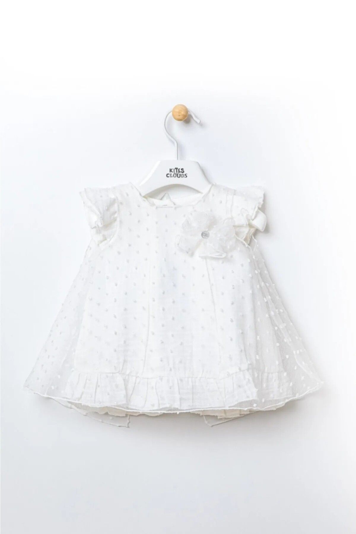 morwind Beyaz Kız Bebek Elbise Fiyonklu Fırfırlı Tüllü Kız Doğum Günü Elbisesi