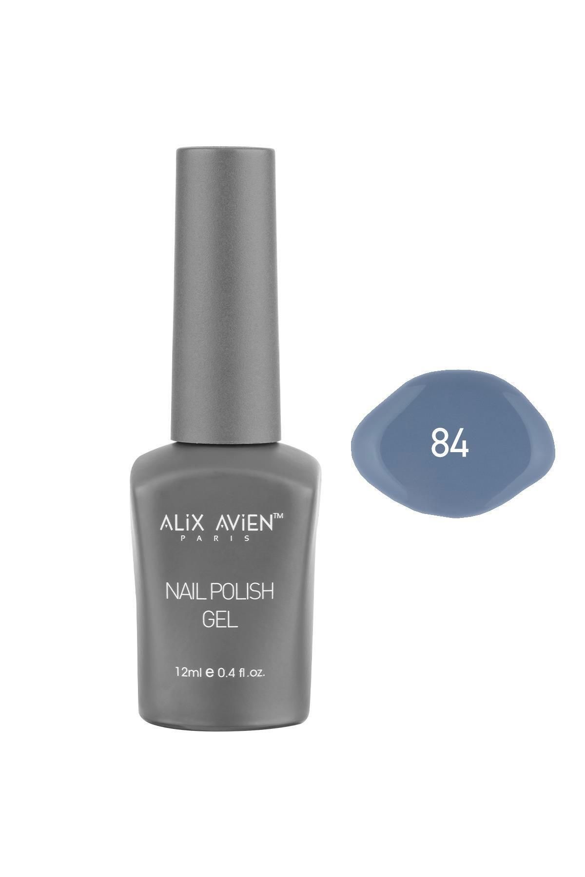 Alix Avien Mor Mavi Kalıcı Oje 84-Yoğun Renk Veren Jel Oje 12 ml-Nail UV Gel Polish 84