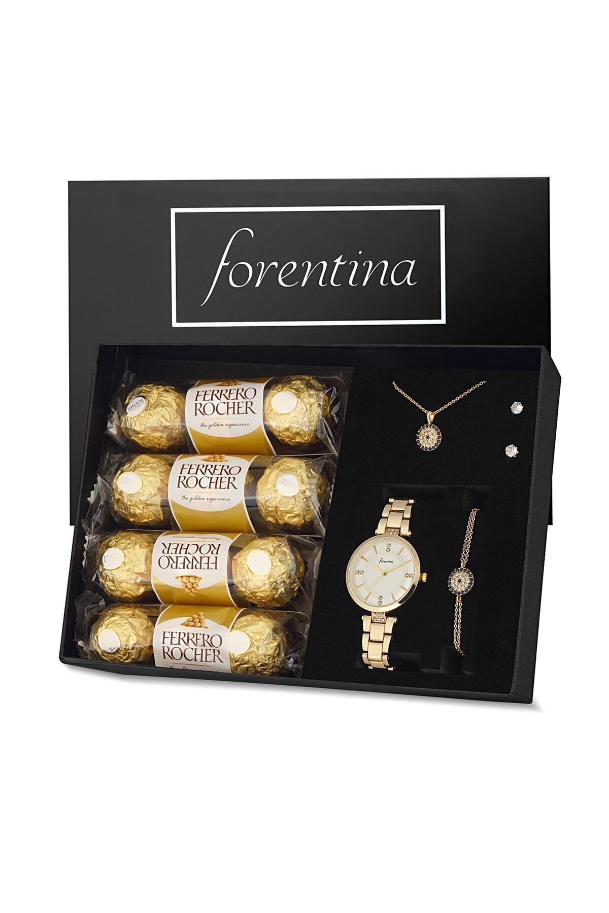Forentina Nazar Boncuklu Takı Saat Seti - Çikolata Hediye Set Sevgiliye Hediye Anneye Hediye