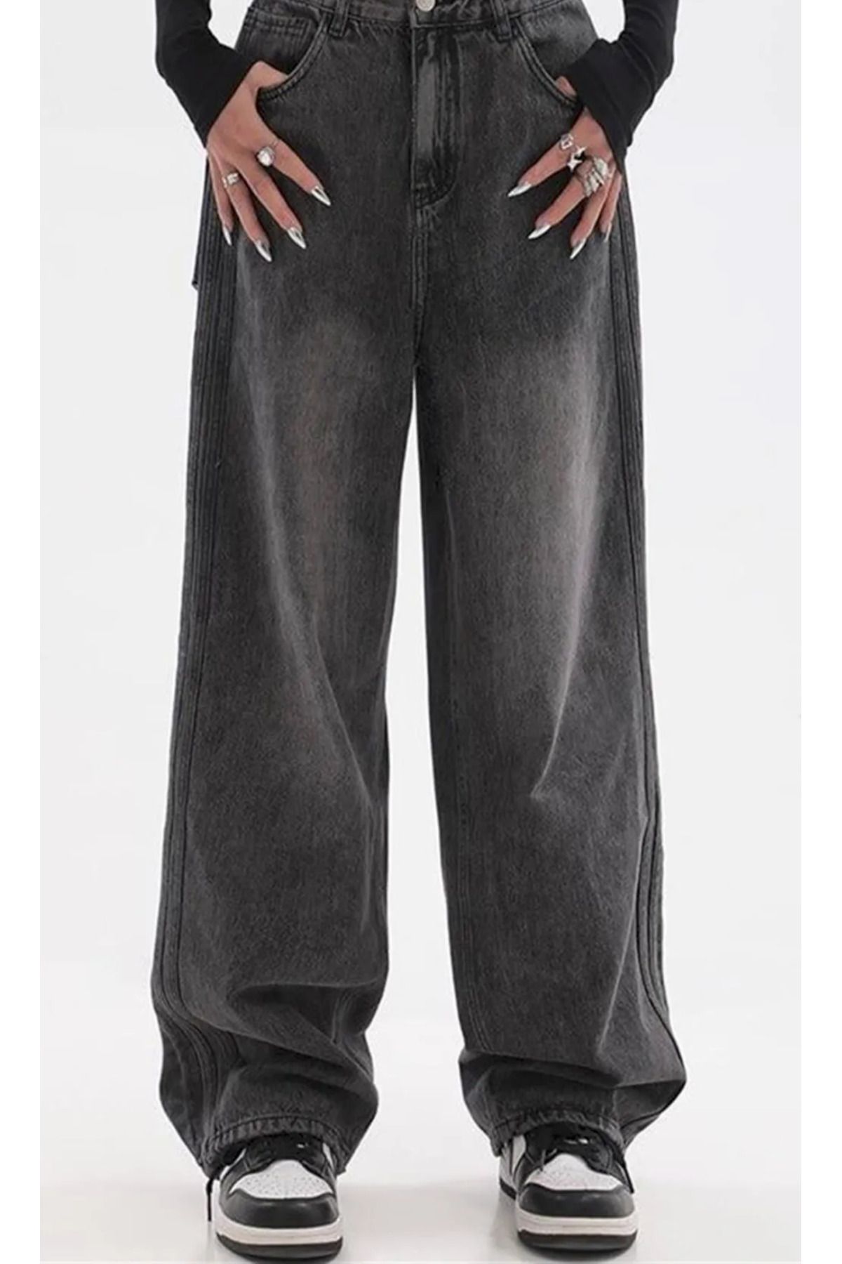Gofeel StreetWear Pofidi Vintage Siyah Yıkamalı Baggy Jean