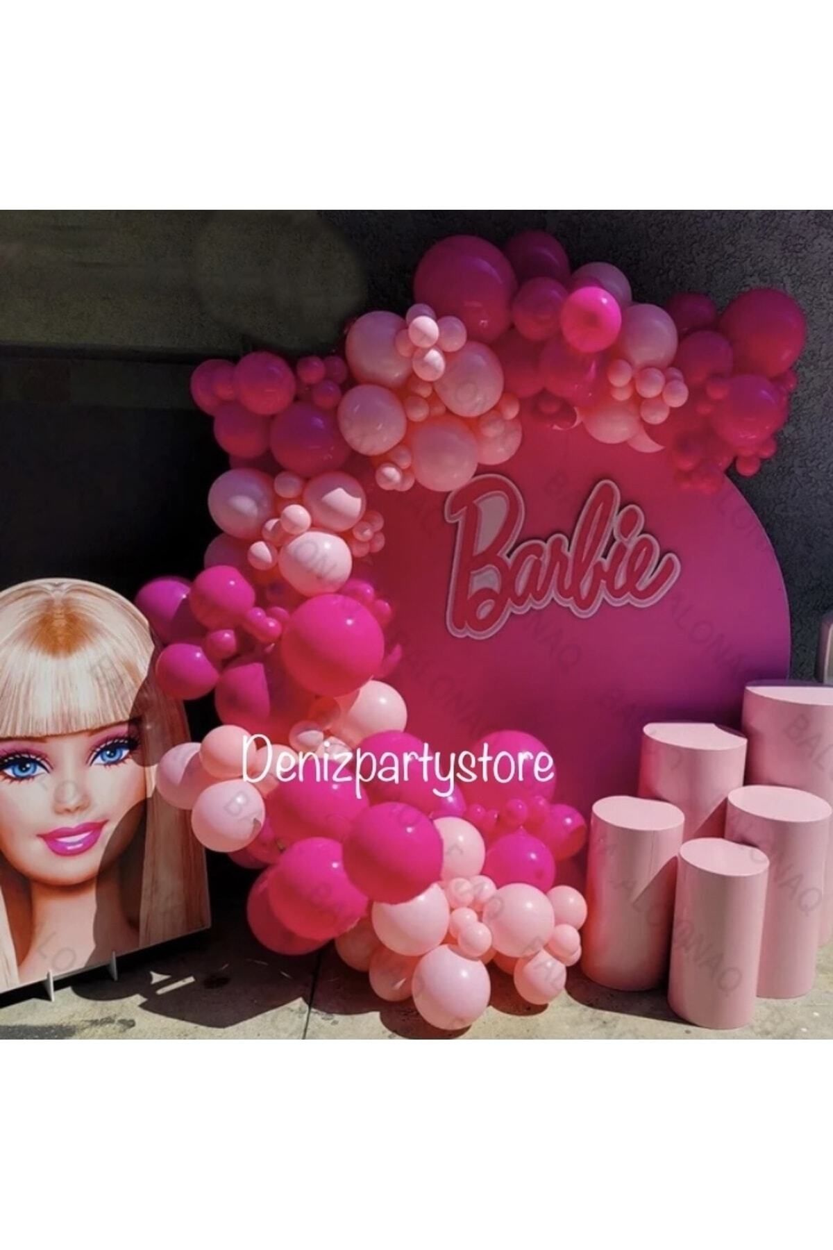 Deniz Party Store Barbie zincir balon set PASTEL FUŞYA MAKARON PEMBE