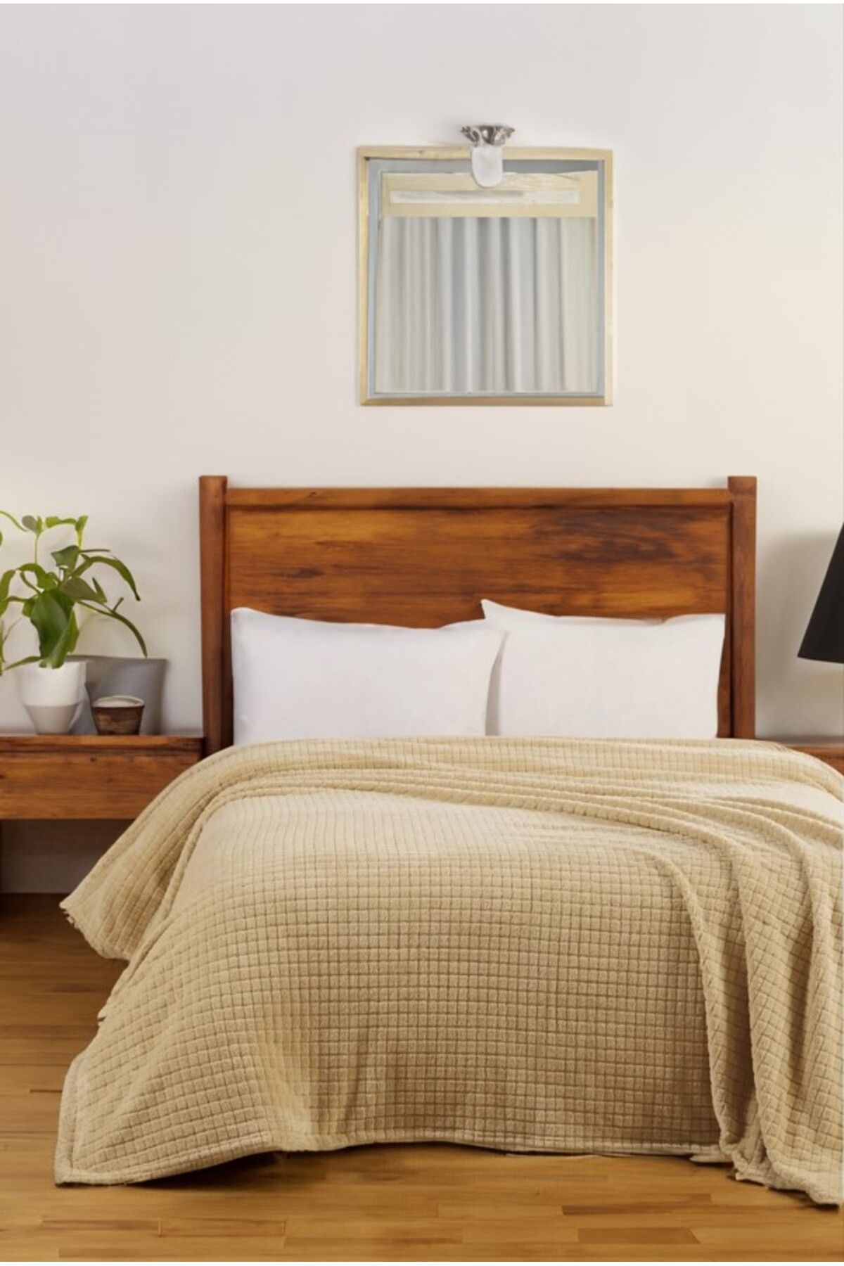 Komfort Home Çift Kişilik Wellsoft Kare Desenli Peluş Sıcak Tutan Tv Battaniyesi 200x220 CM