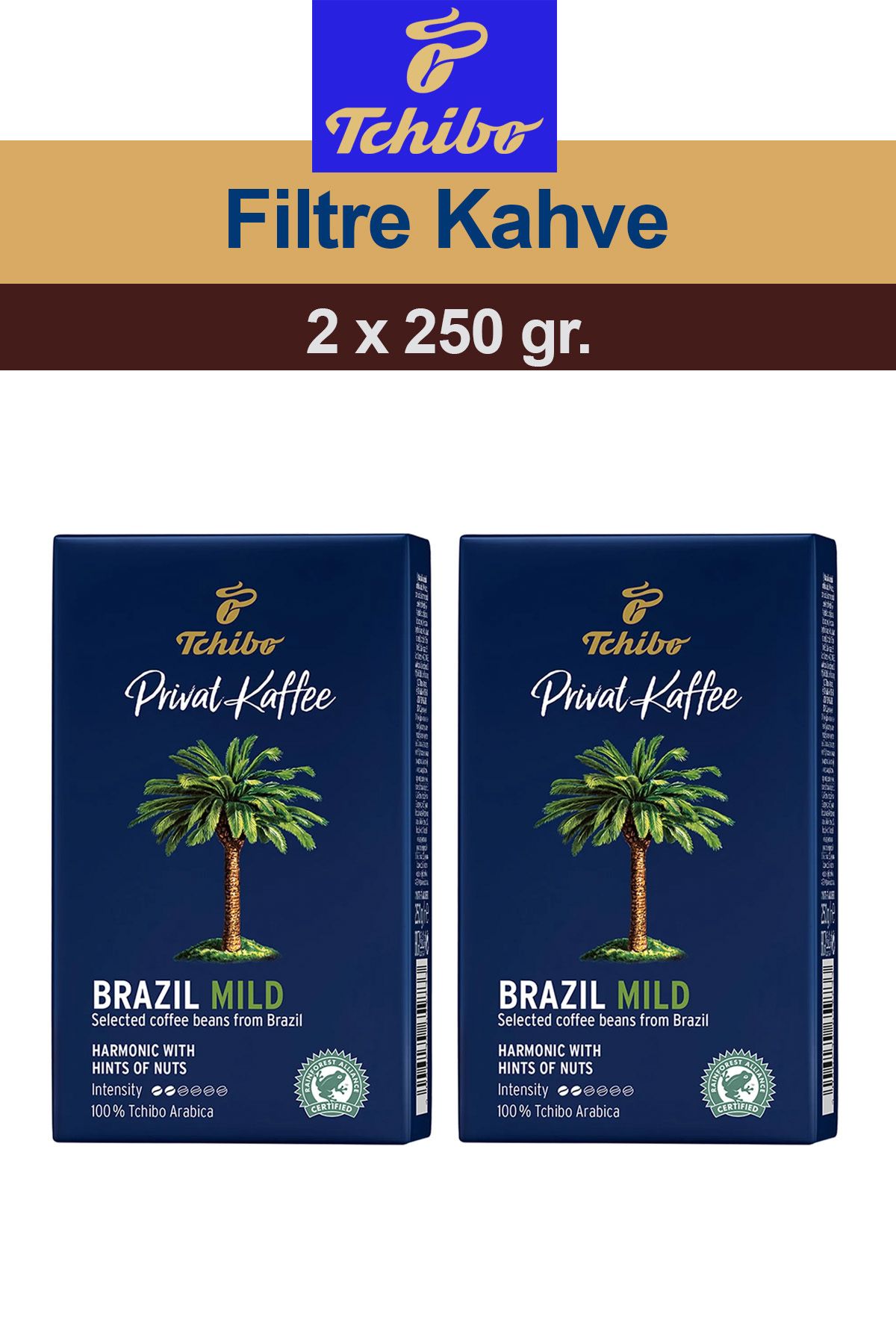 Tchibo Privat Kaffee Brazil Mild Öğütülmüş Filtre Kahve 2x250 gr.