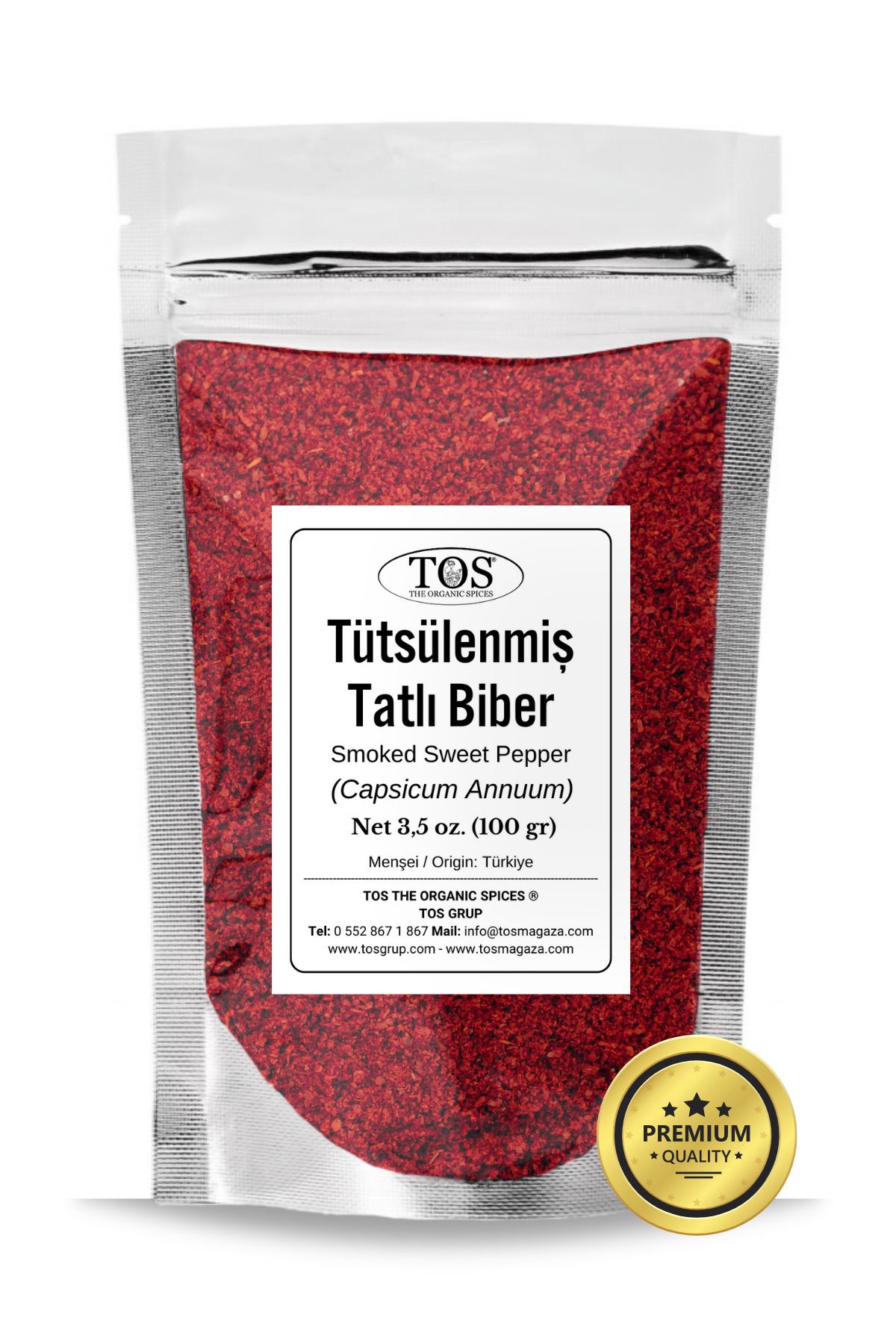 TOS The Organic Spices Tütsülenmiş (füme) Tatlı Kırmızı Biber 100 Gr (1.kalite) Capsicum Annuum