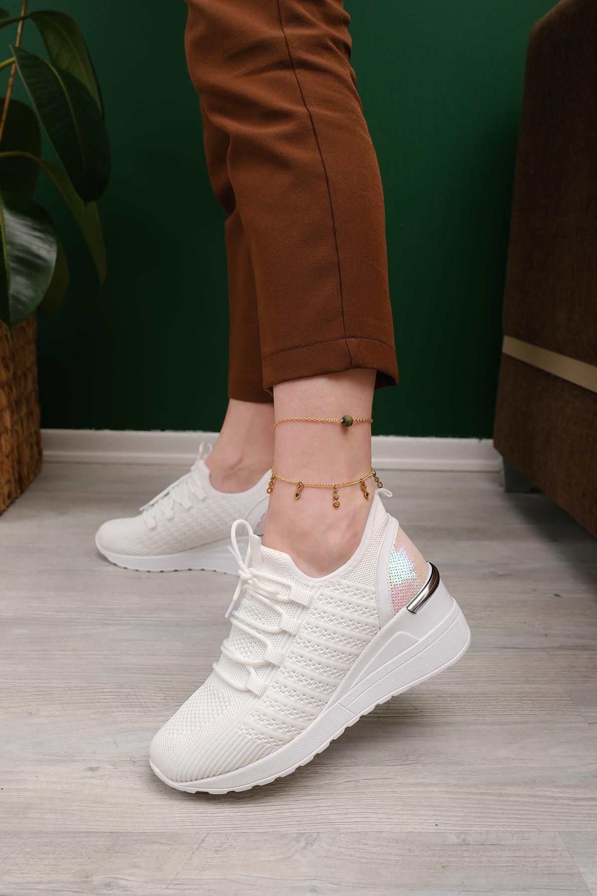 Oksit Delisle Fileli Kalın Topuklu Kadın Sneaker