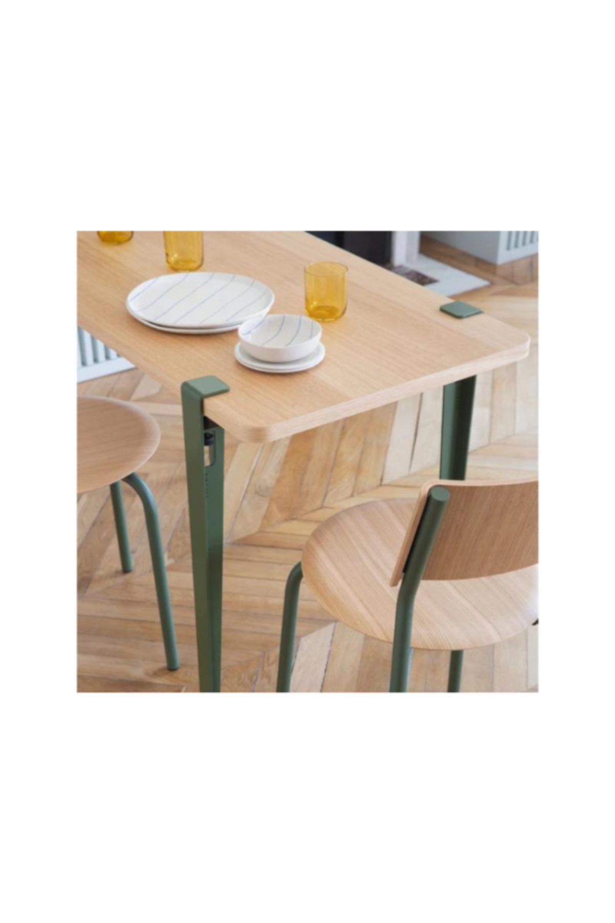 Pristine Design Demonte Minimalist Yemek Masası - Söküp Takılabilir Portatif Metal Ayaklı Yemek Masası
