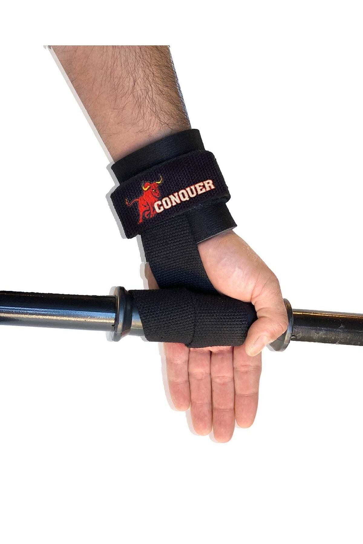 DSport Conquer Big Rıch Grip Pro Lifting Straps Siyah
