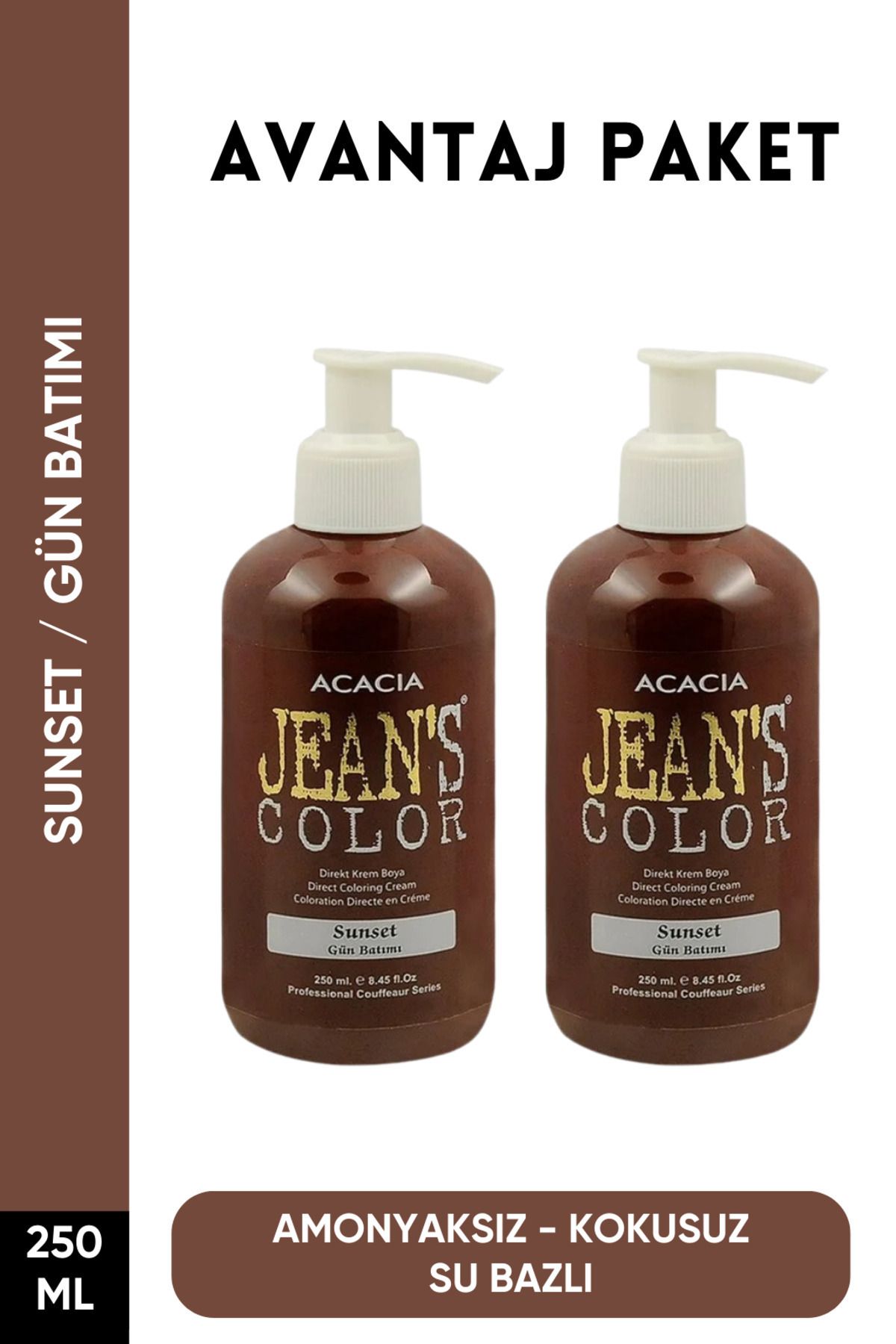 jeans color Amonyaksız Gün Batımı Renkli Saç Boyası 250 Ml x2 Adet Kokusuz Su Bazlı Sunset Hair Dye