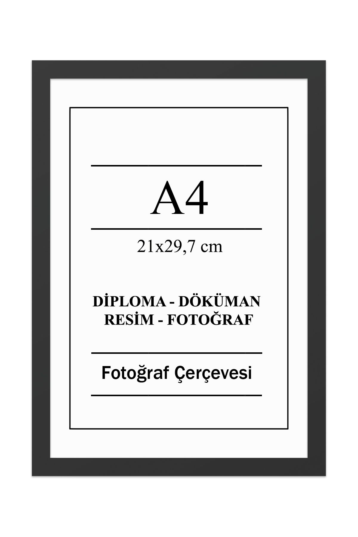 UON A4 Çerçeve Siyah 21x30 Diploma Belge Sertifika Tekli Düz model Fotoğraf Resim Çerçeve Seti