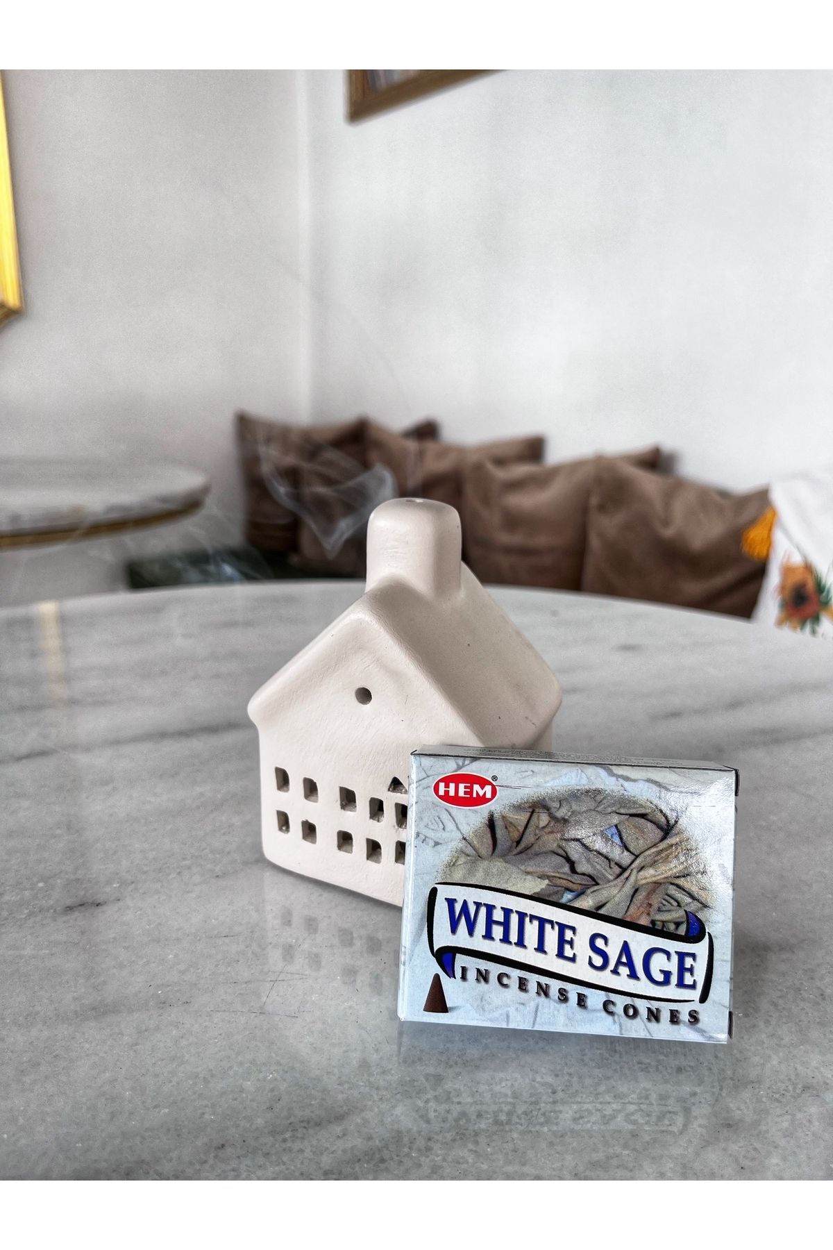 Hem Beyaz Adaçayı (White Sage) Konik Tütsü (10 Adet)