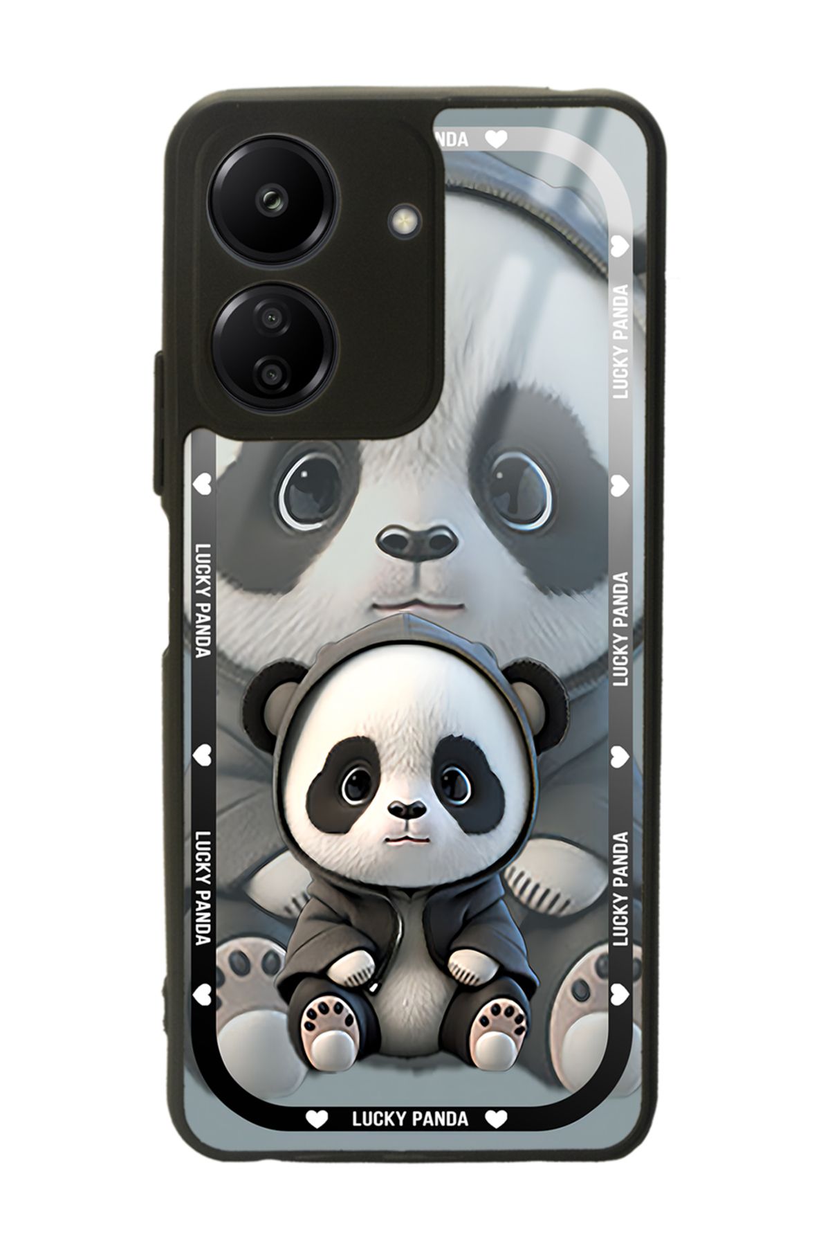 Spoyi Xiaomi Redmi 13C White lucky panda Tasarımlı Glossy Telefon Kılıfı