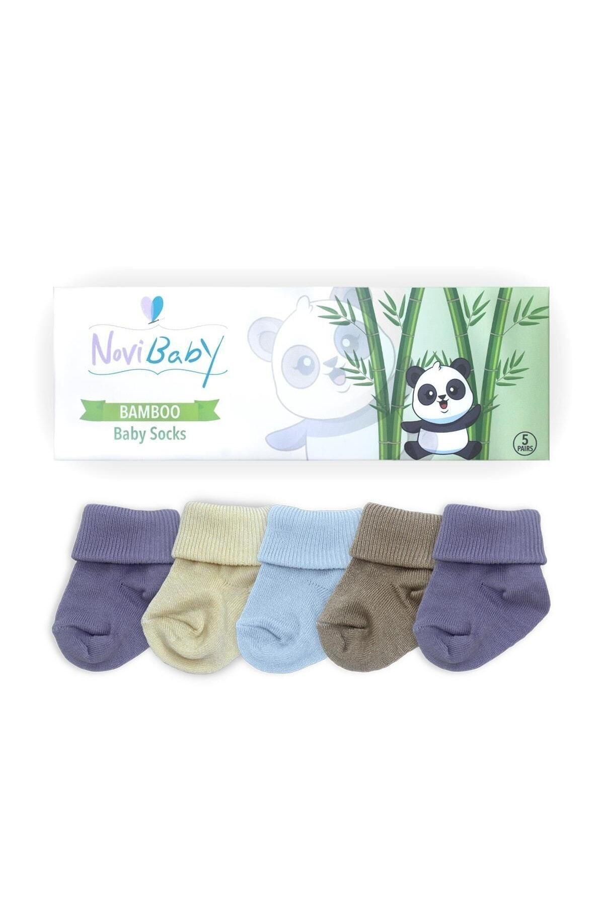 Novibaby 5'li Bambu Yenidoğan Bebek Çorap I Baby Boy I Kız Erkek Bebek Çorabı