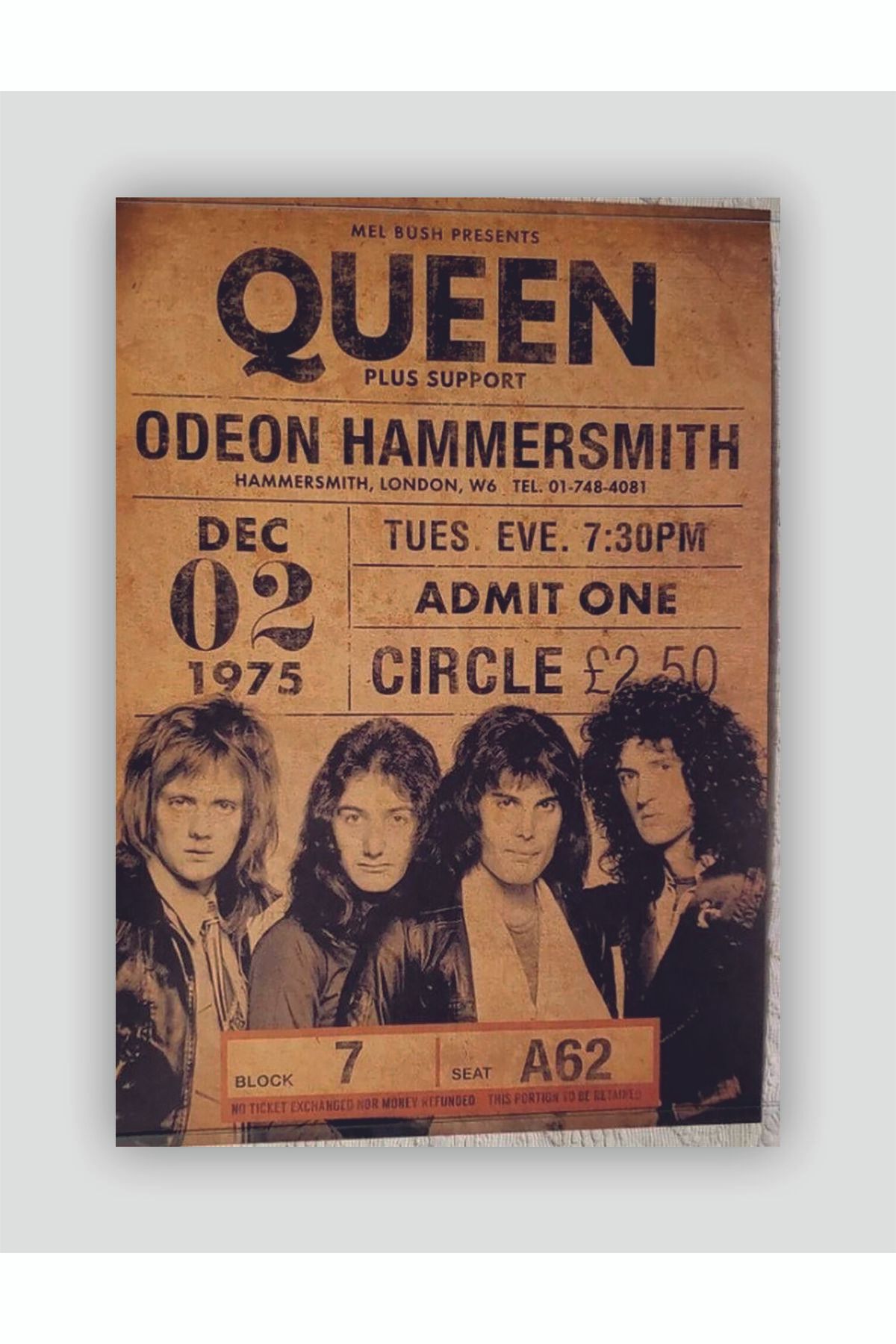 fırsatlar diyarı Queen Odeon Hammersmith Punk Rock Metal Duvar Posteri - Kalın Kağıt - Çerçevesiz