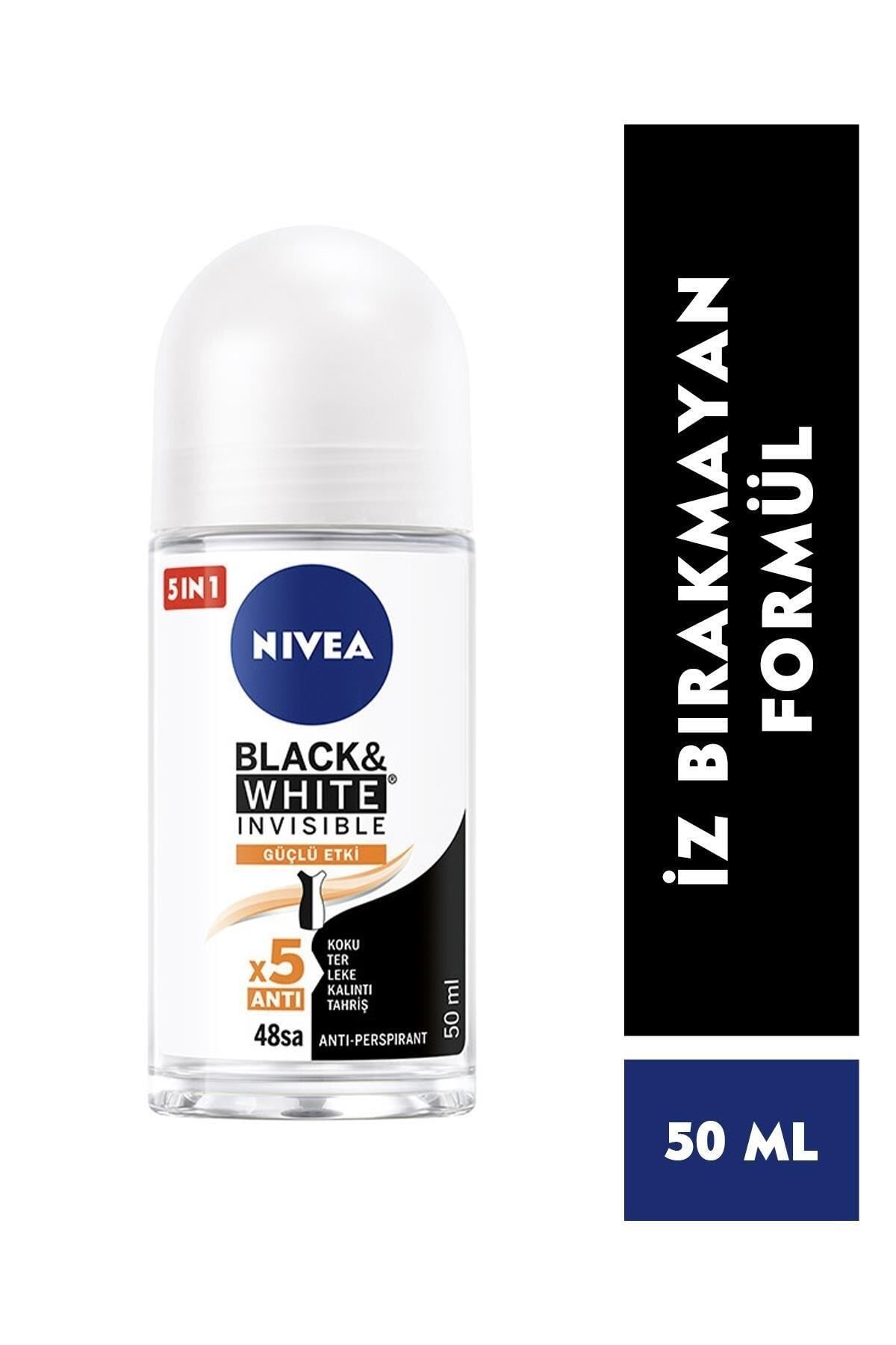 NIVEA Kadın Roll-on Black & White Invisible Güçlü Etki 50 ml 48 Saat Anti-Perspirant