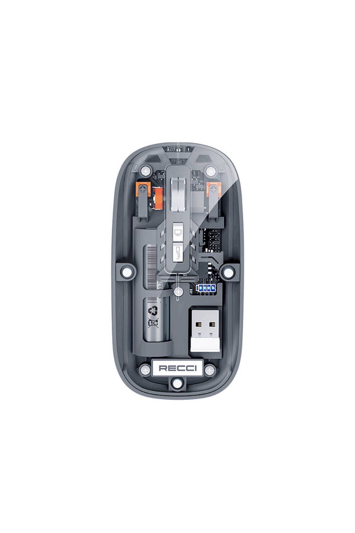 Recci Multimod Kablosuz Mouse Recci RCS-M01 Space Capsule Serisi Şeffaf Tasarımlı Fare Tak Çalıştır