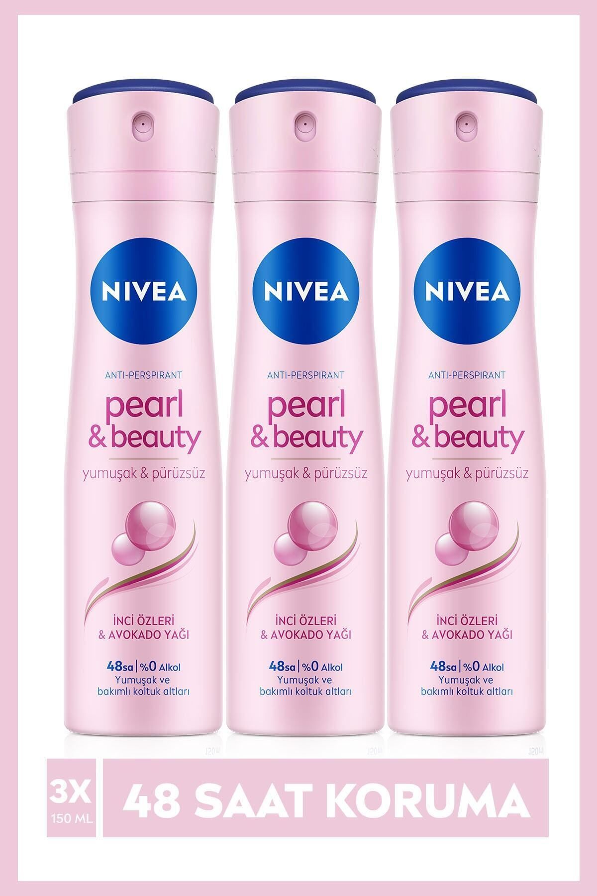NIVEA Pearl Beauty Inci Özleri Ve Avakado Deodorant 150 ml X 3 Adet
