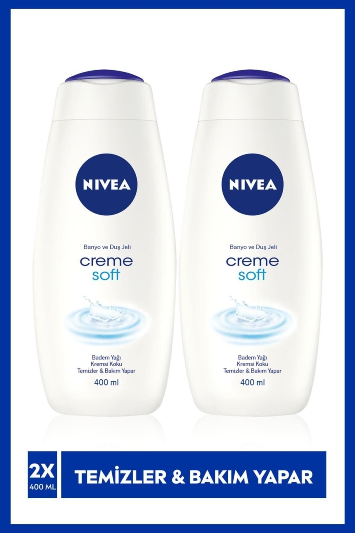 NIVEA Creme Soft Kremsi Dokunuş Banyo Ve Duş Jeli 400ml,badem Yağı,nemlendirici Duş Jeli,x2 Adet