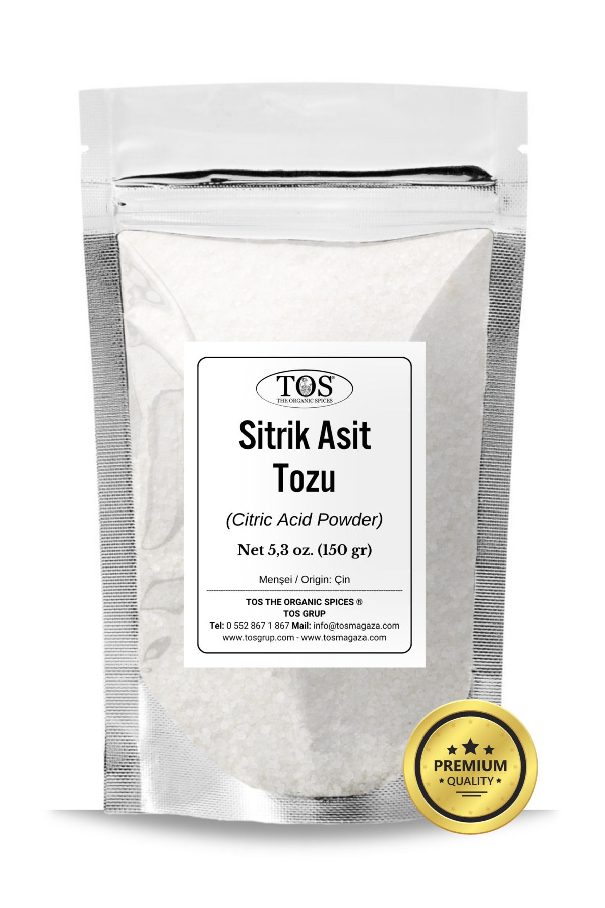 TOS The Organic Spices Sitrik Asit Tozu 150 gr (1. KALİTE) Citric Acid Powder