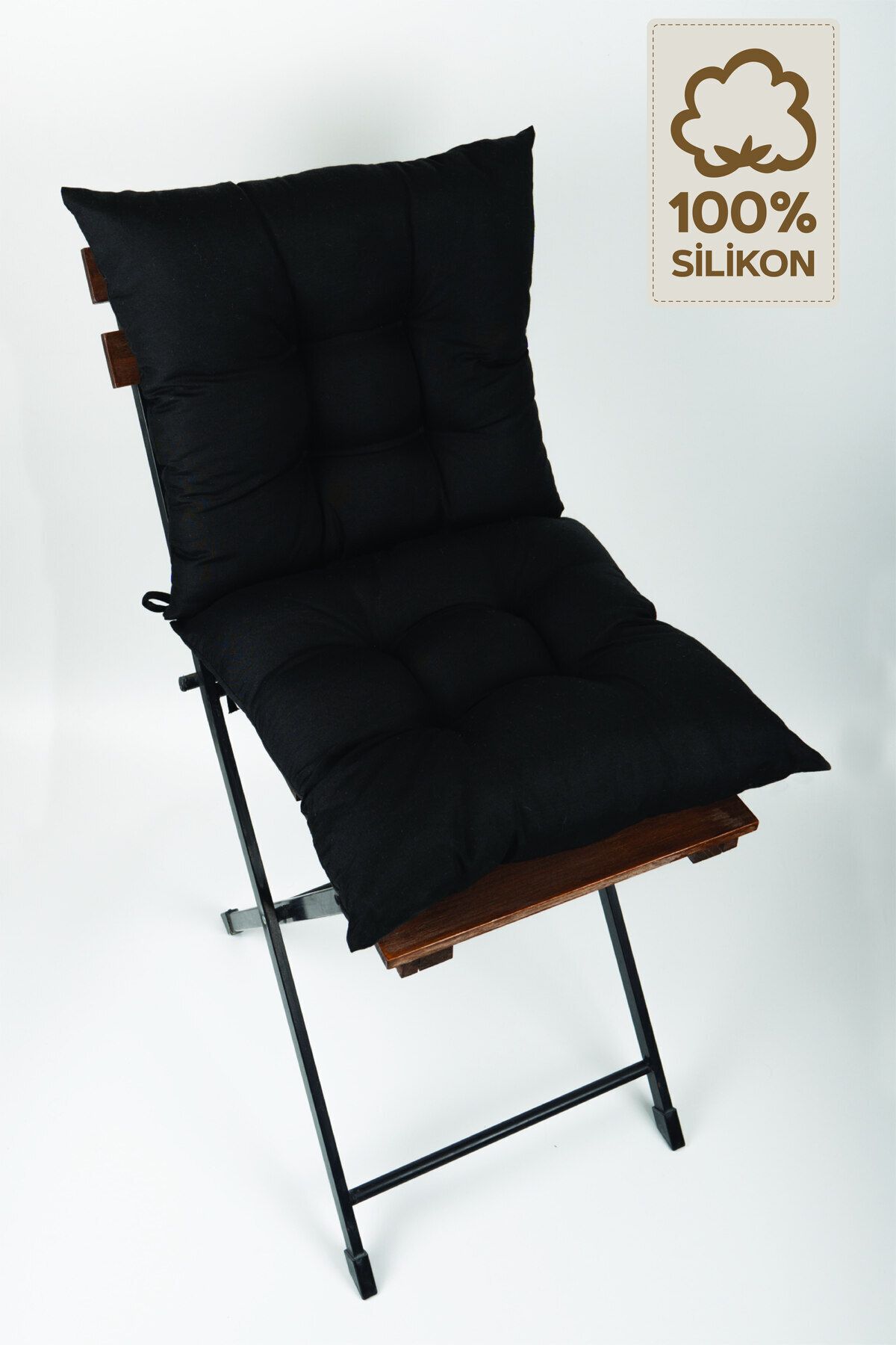 ElginHomeCollection 2'li Dekoratif Pofidik Sandalye Minderi Bağcıklı Siyah 40x40