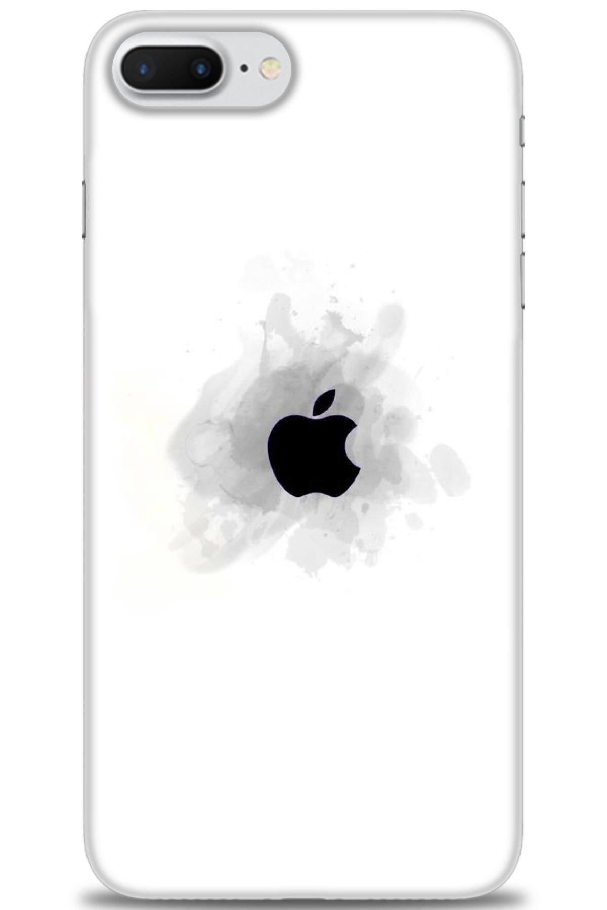 BeRa Aksesuar iPhone 8 Plus Kılıf HD Baskılı - Siyah Elma + Ekran Koruyucu Hediye