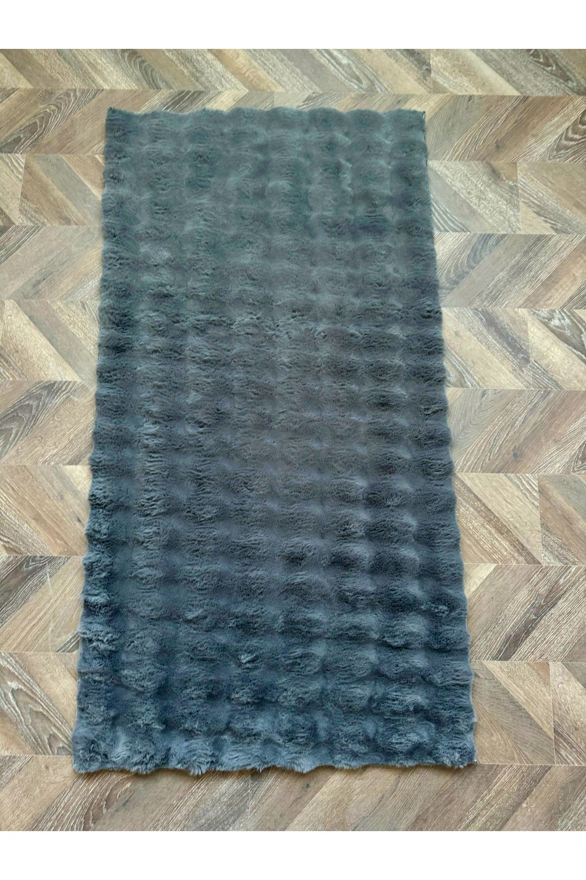 Rugs Modern Halı Mollis Antrasit Leke Tutmaz Yıkanabilir Kaymaz Taban Saçaklı Püsküllü Peluş Halı