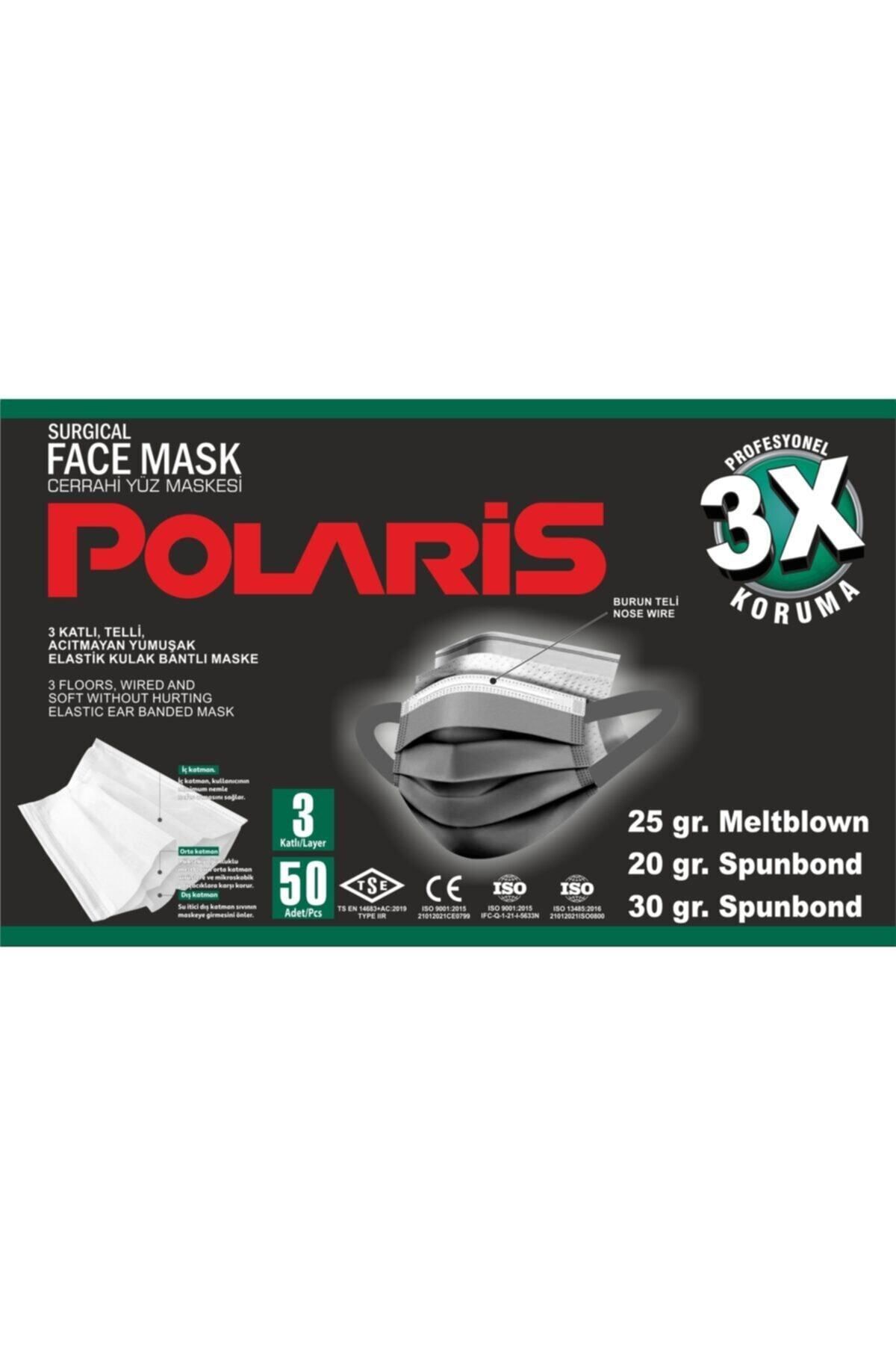 Polaris 3 Katlı Cerrahi Maske Siyah