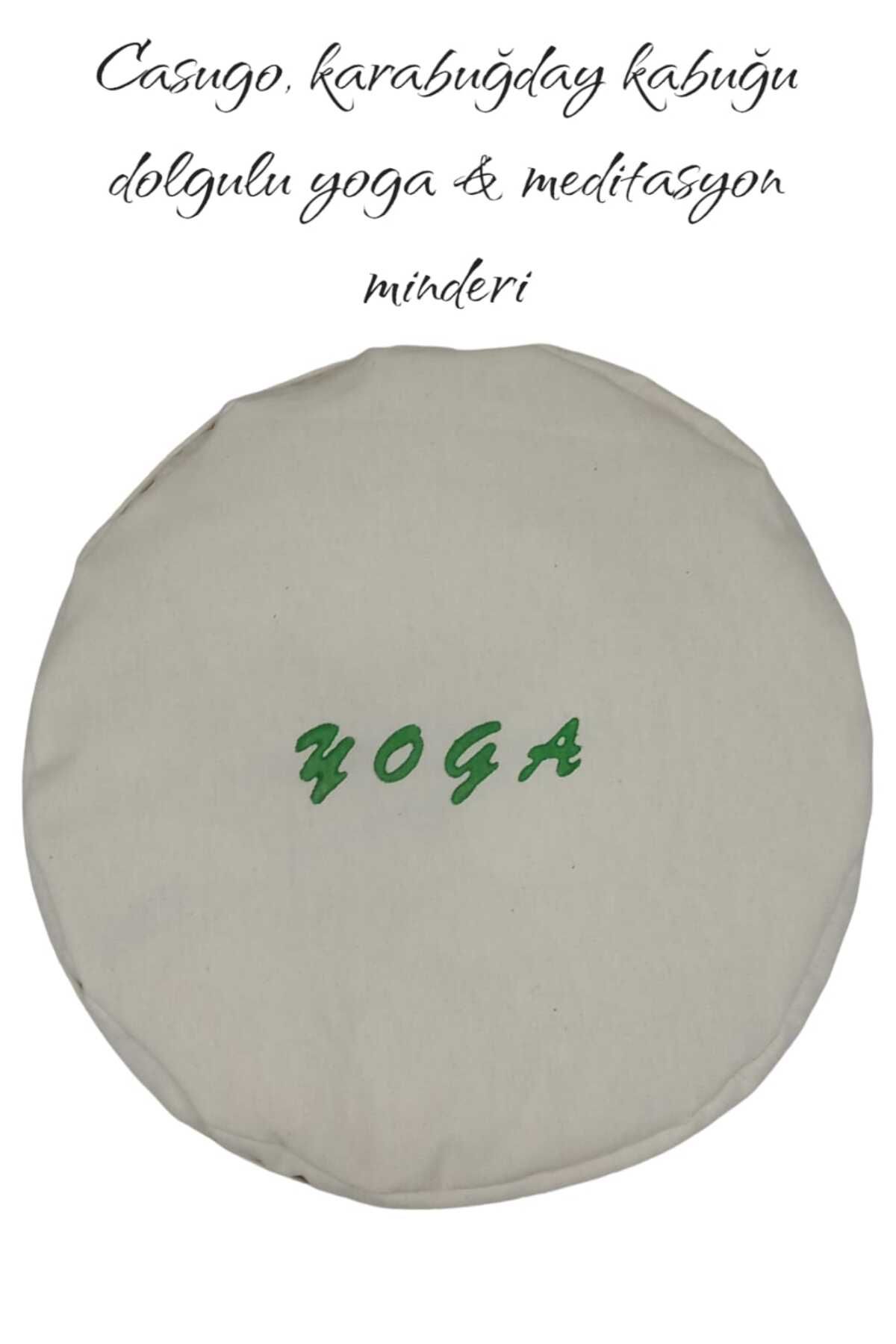 CASUGO Yoga Minderi Meditasyon Minderi - Karabuğday Kabuğu Dolgulu Yeşil Baskılı