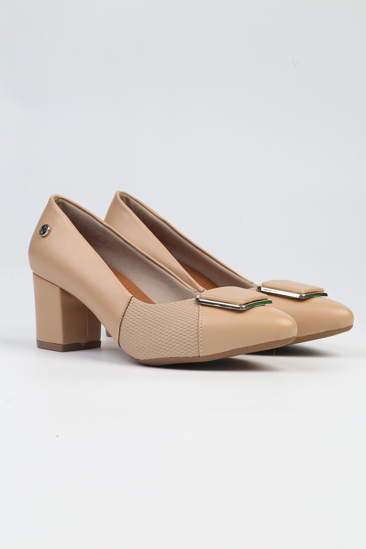 Pierre Cardin ® | PC-53099- 3592 Bej Cilt-Kadın Topuklu Ayakkabı