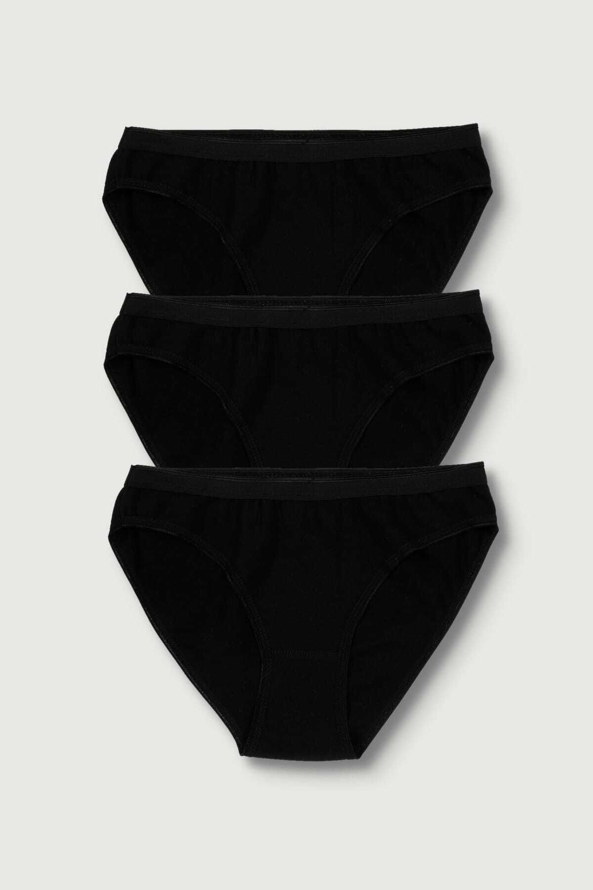 Tutku Kadın Siyah 3'lü Paket  Bikini Külot ELF568T0635CCM3