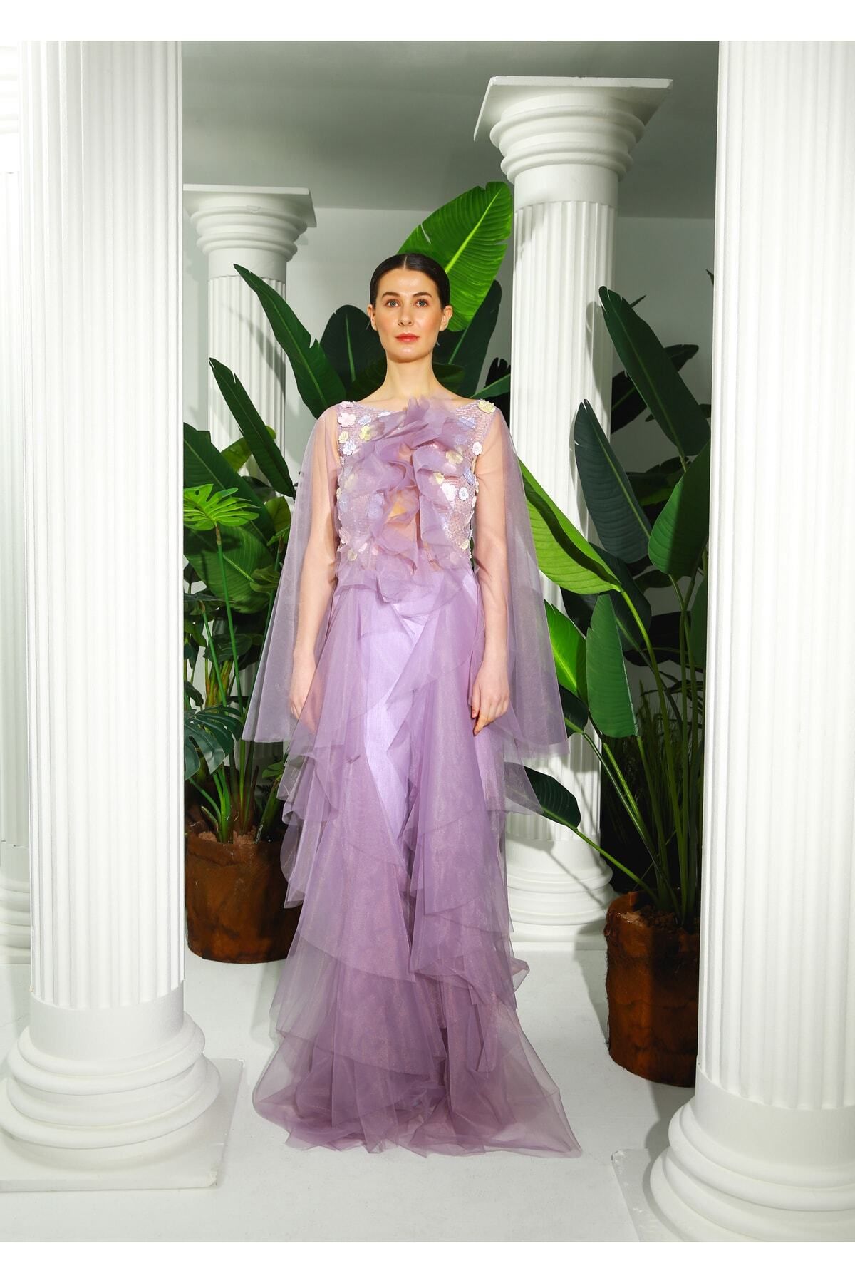 Rheme And Fons Özel Tasarım Couture El Işçiliği Dream Evening Dress Purple