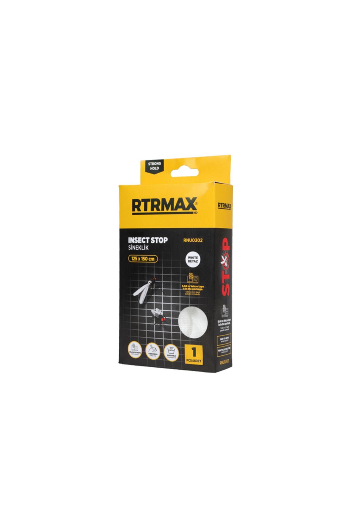 Rtrmax Sineklik - Fiber Tül Yapışkanlı, Cırtcırtlı, Yıkanabilir Sineklik 125x150 Cm