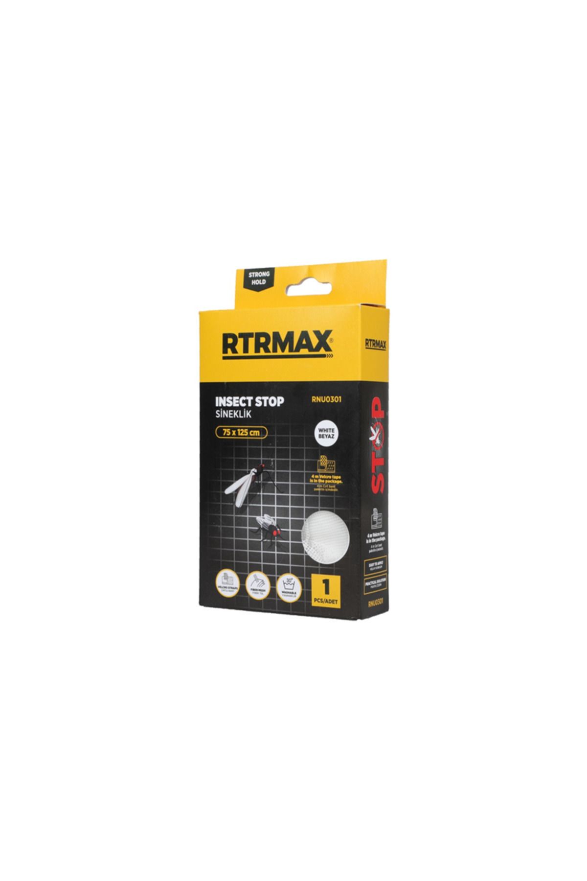 Rtrmax Sineklik - Fiber Tül Yapışkanlı, Cırtcırtlı, Yıkanabilir Sineklik 75 X 125 Cm