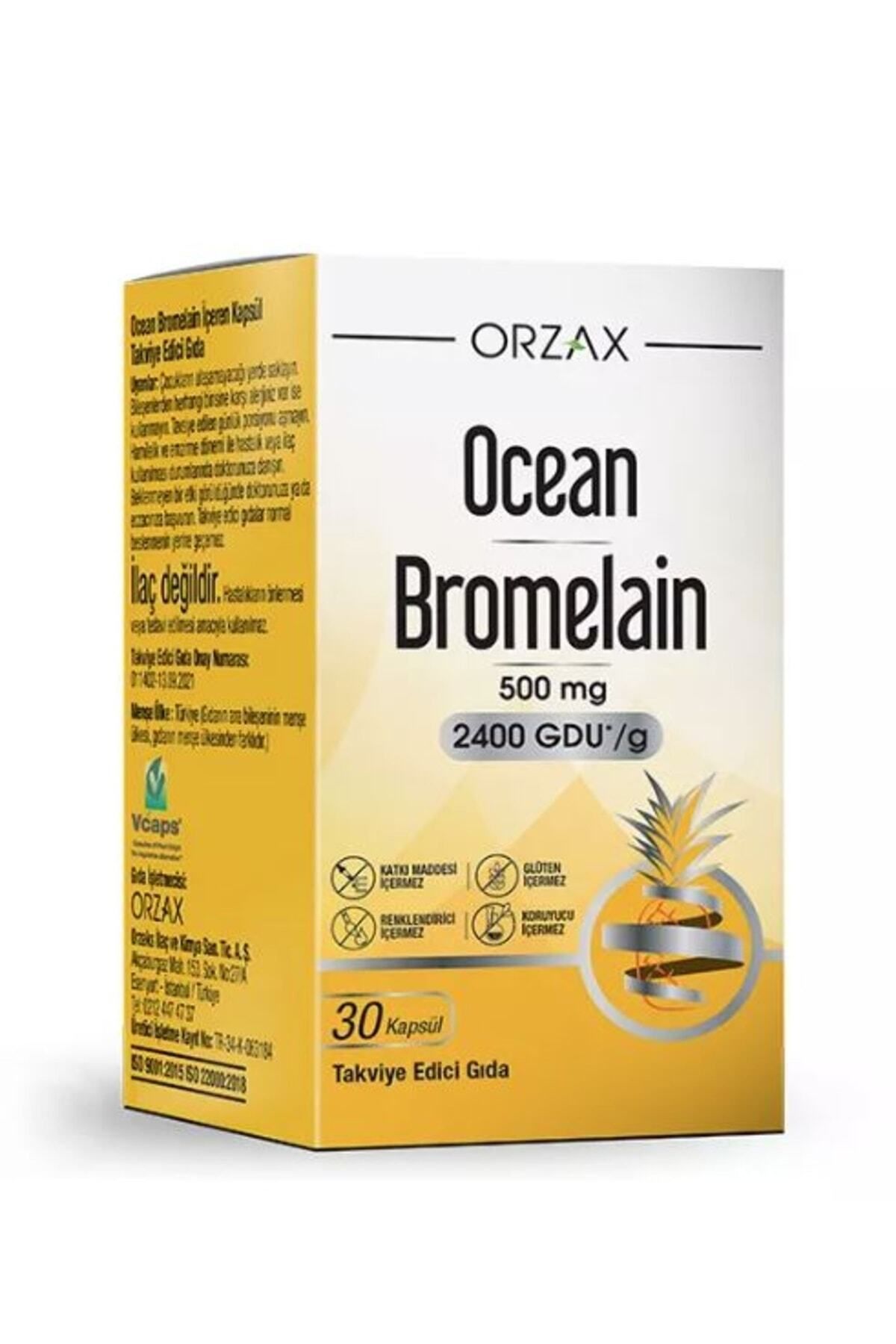 Ocean Orzax Bromelain 500 Mg Takviye Edici Gıda 30 Kapsül