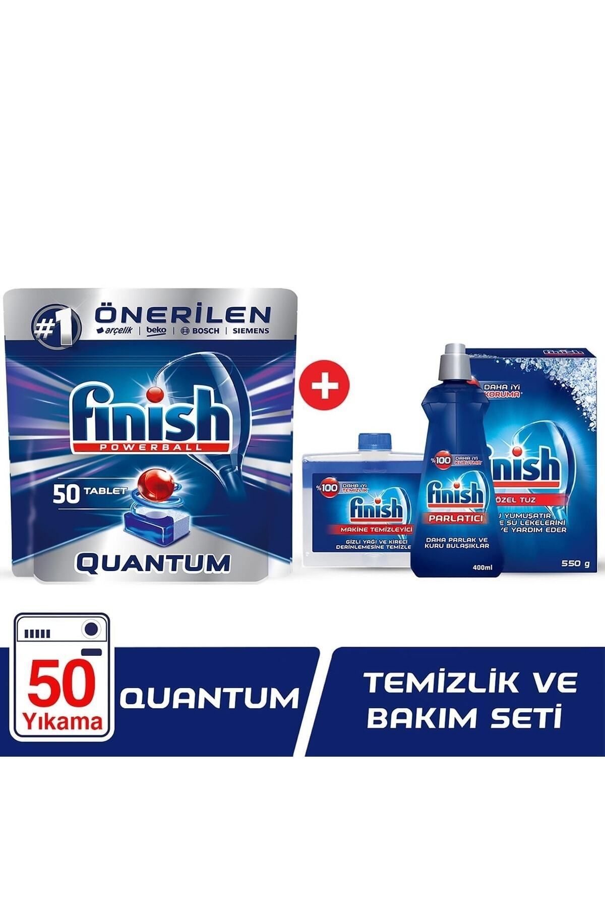 Finish Quantum 50 Tablet Bulaşık Makinesi Deterjanı + Temizlik ve Bakım Seti
