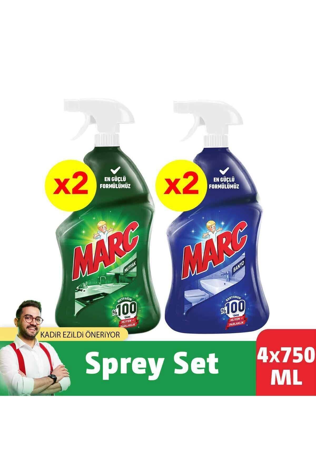 Marc Banyo Mutfak Temizleyici Yağ Çözücü Ve Kireç Sökücü Sprey Setx2 (4X750 ML)