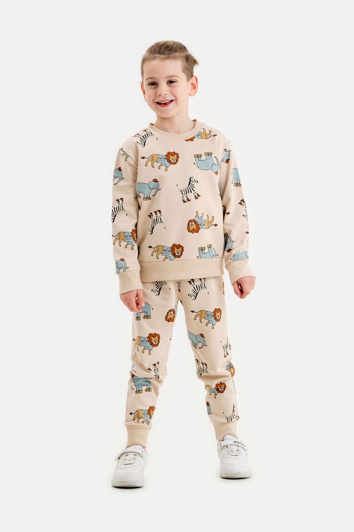 Irmak kids Aslan Desen Iki Iplik Mevsimlik Çocuk Pijama Takımı