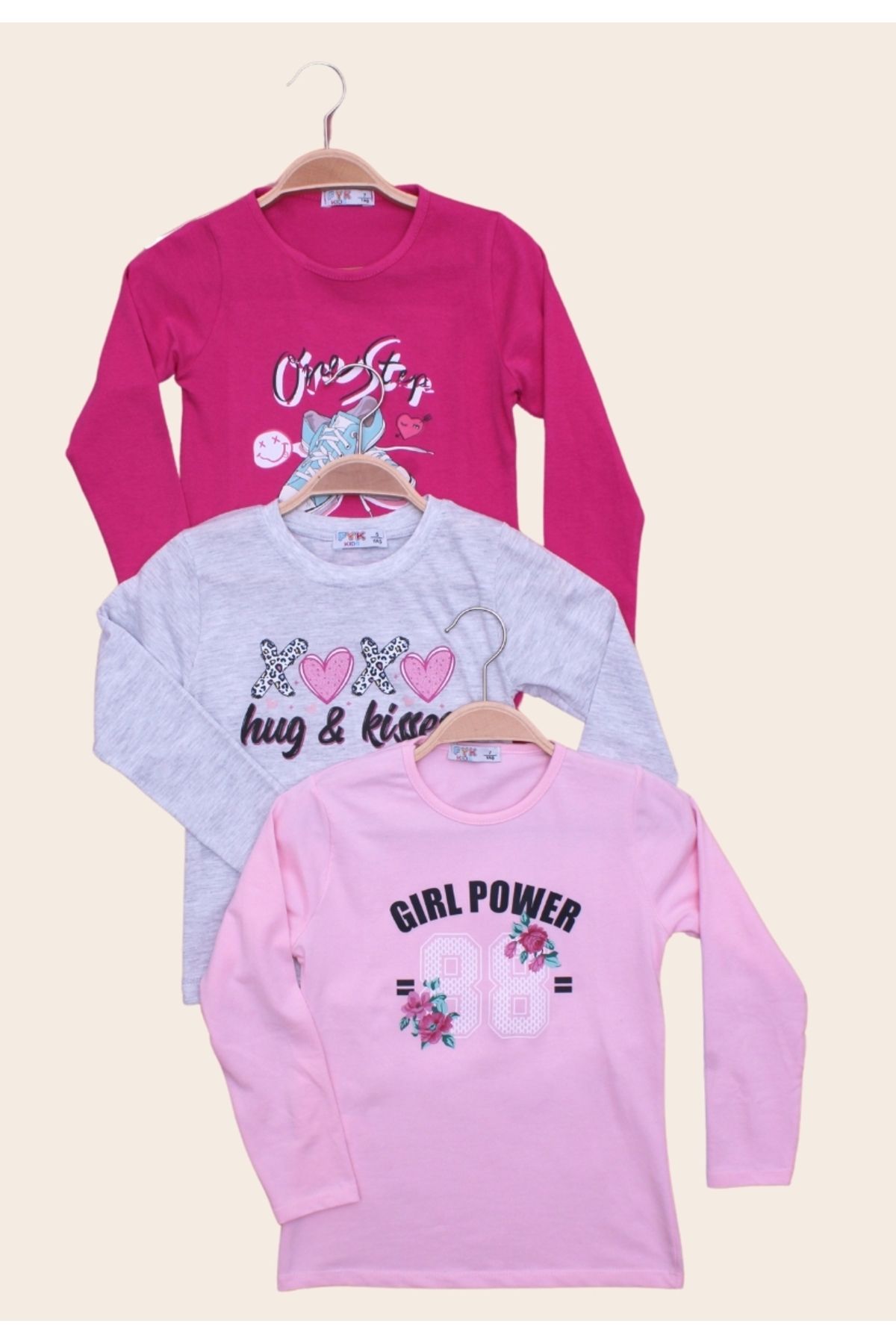 FYK KİDS Kız Çocuk Uzun Kol Basic 3'lü Sweatshirt