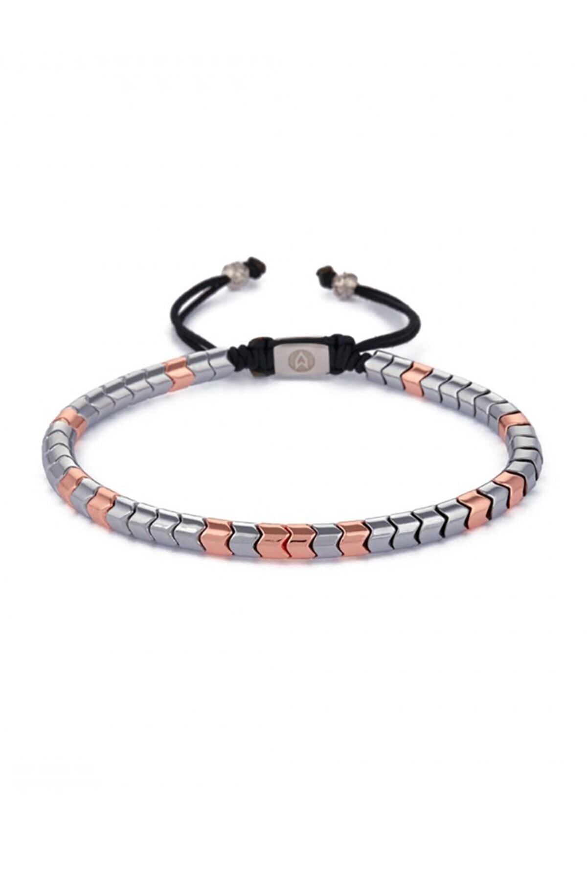 Atolyewolf Rose Gold And Silver Rolo Hematite String Bracelet