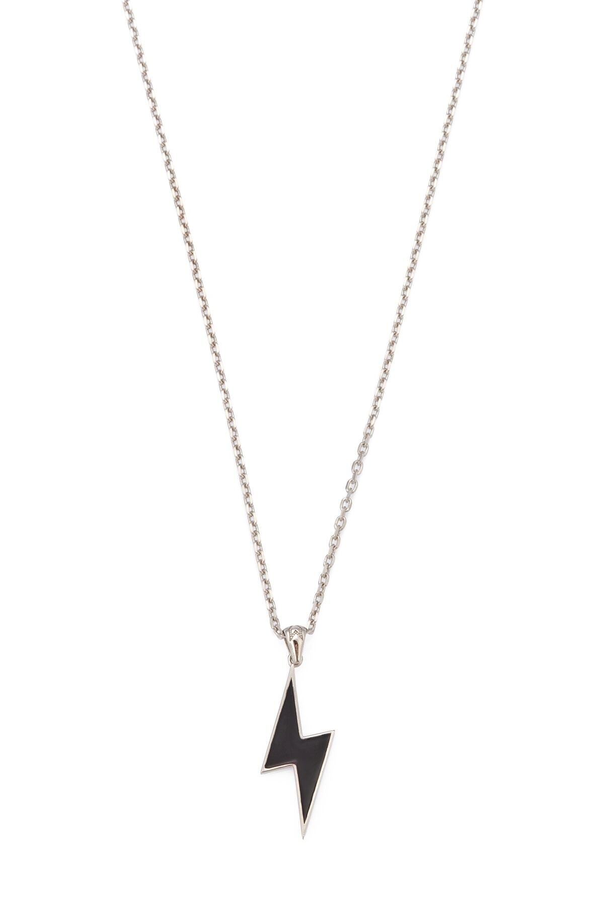 Atolyewolf Black Lightning Necklace In Silver