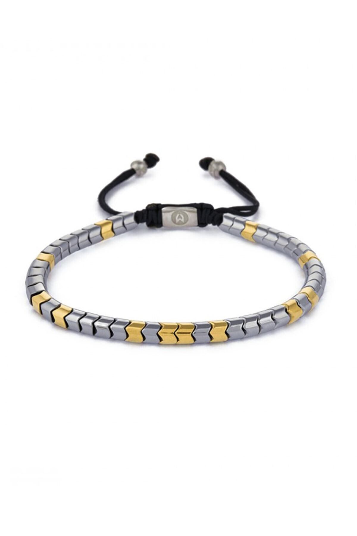 Atolyewolf Gold And Silver Rolo Hematite String Bracelet