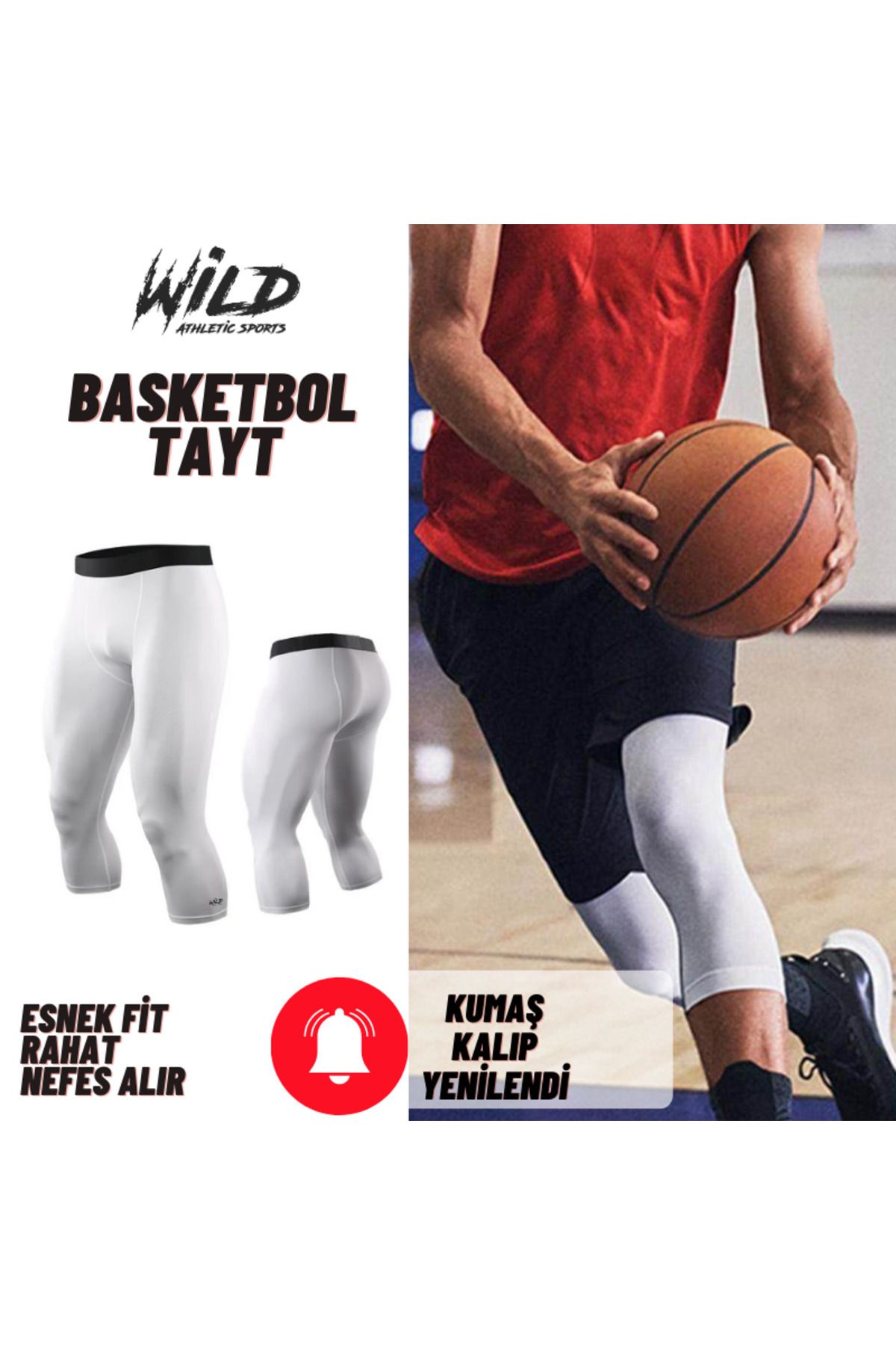 Wild Athletic Sports Basketbol Beyaz 3/4 Spor Tayt