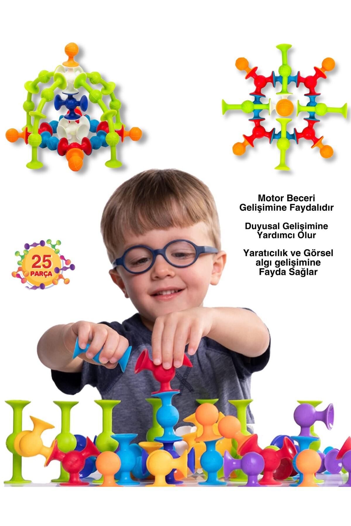 Go Toys Vakum Molekül 25 Parça Yapı Taşları Fidget Duyusal Eğitici Oyuncak Squigz Lego
