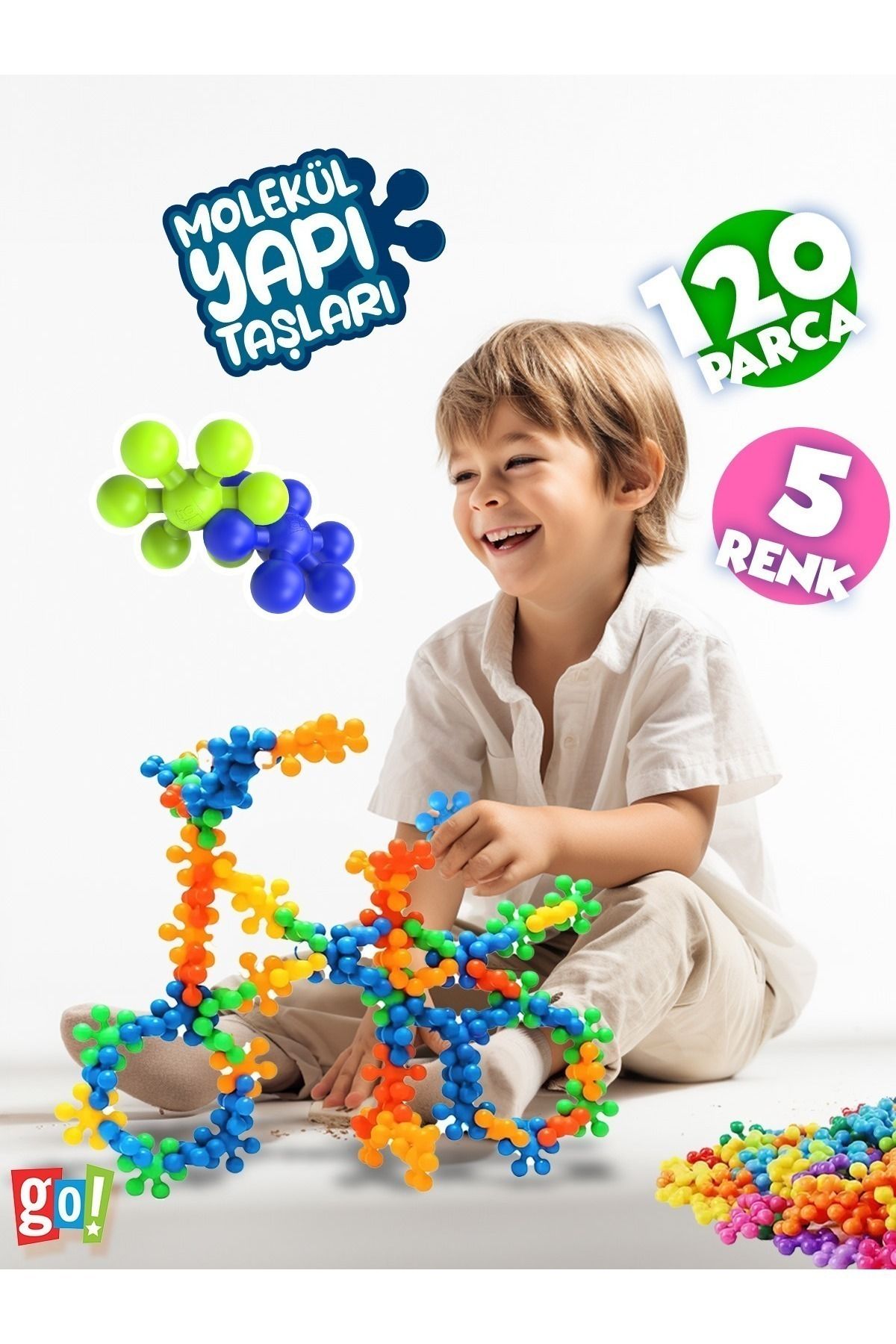 Go Toys Kar Tanesi Eğitici Yaratıcı Molekül Stem Eğitimi Uyumlu 5 Renk 120 Parça Eğitici Oyuncak