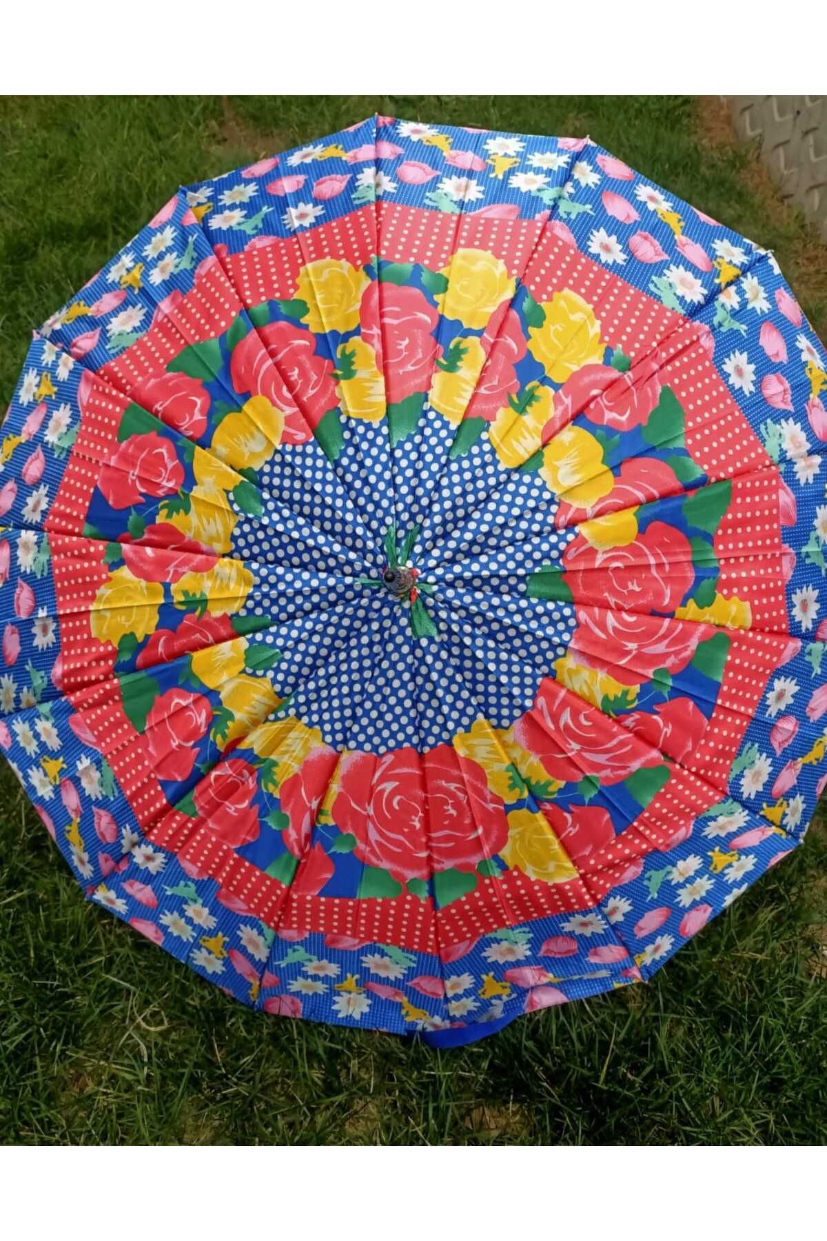 Zehra Egeli 14 Telli Dayanıklı Renkli Kadın Şemsiye